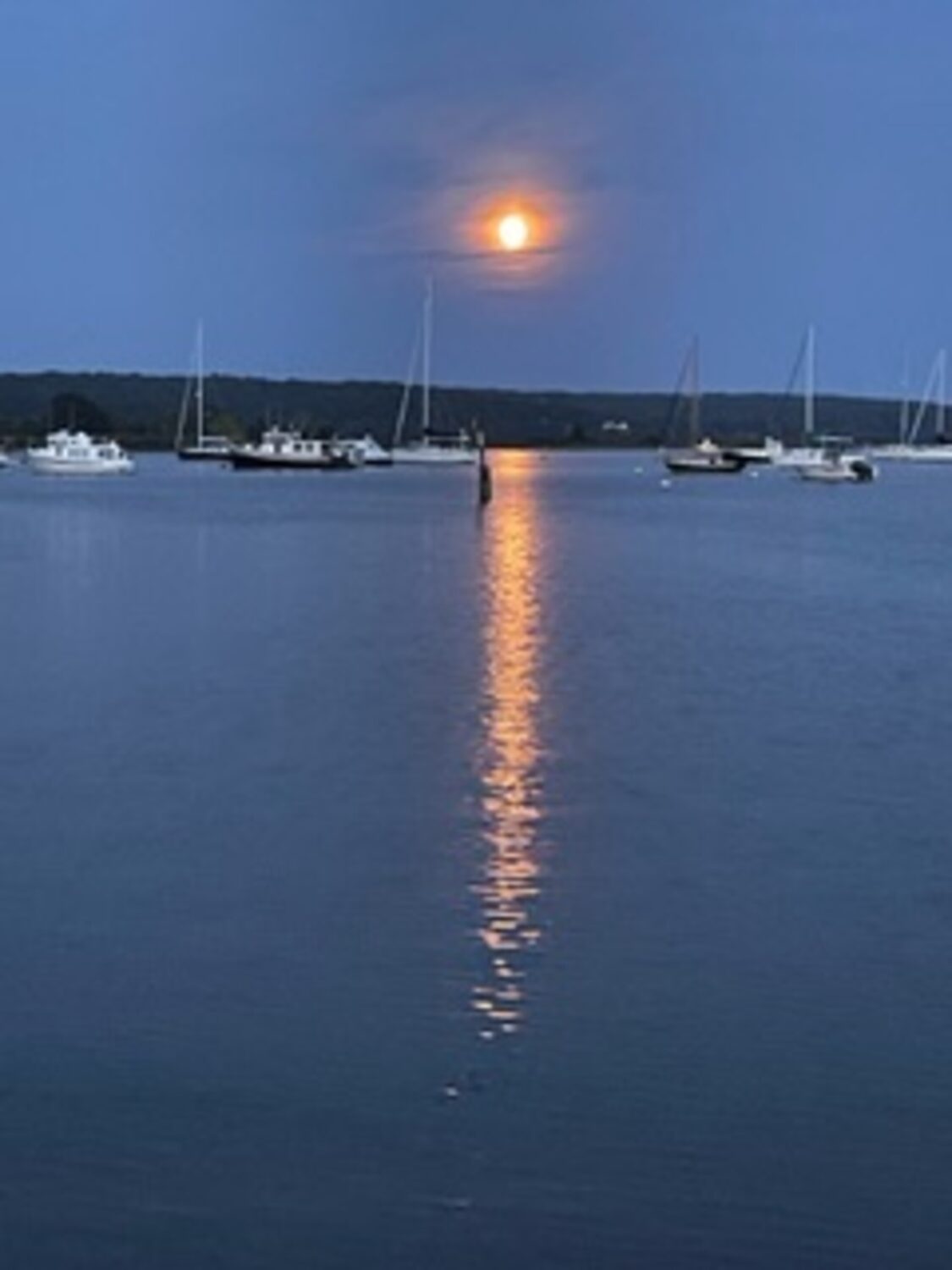 A full Harvest moon over the harbor. Bryan Boyhan  photo