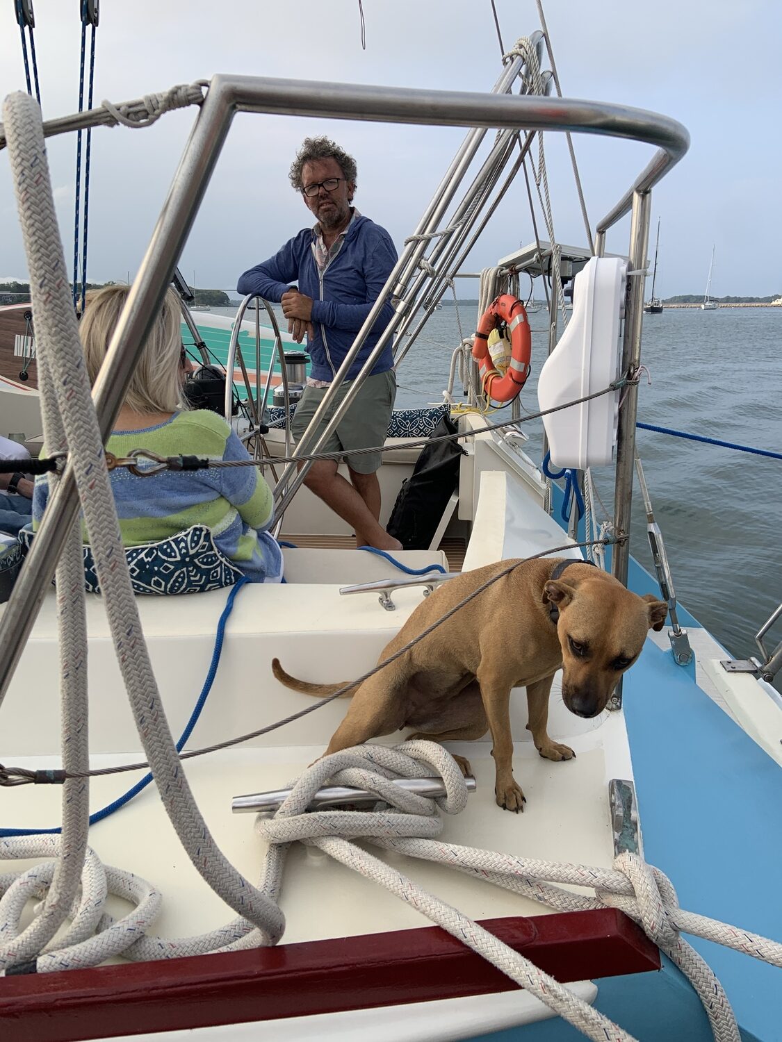 Captain Toby Stull and his rescue dog, Gracie, welcomed guests on board the 
