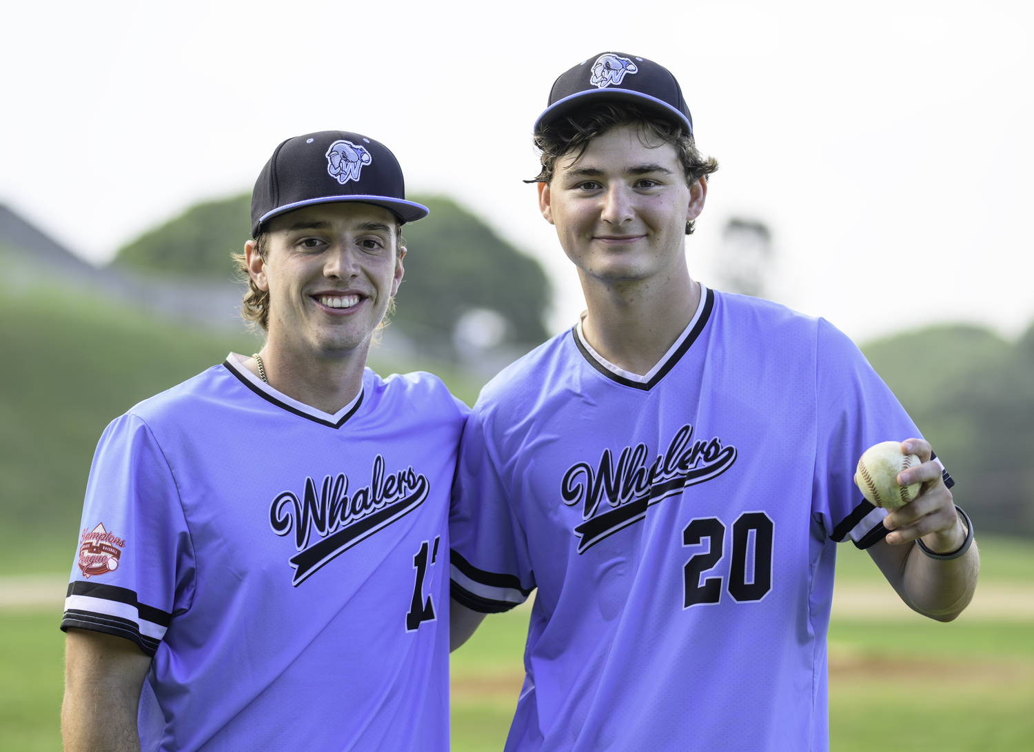 Catcher Jake Walman (Seton Hall) and Trey Zaffiro (Lafayette) after their no-hitter.   MARIANNE BARNETT