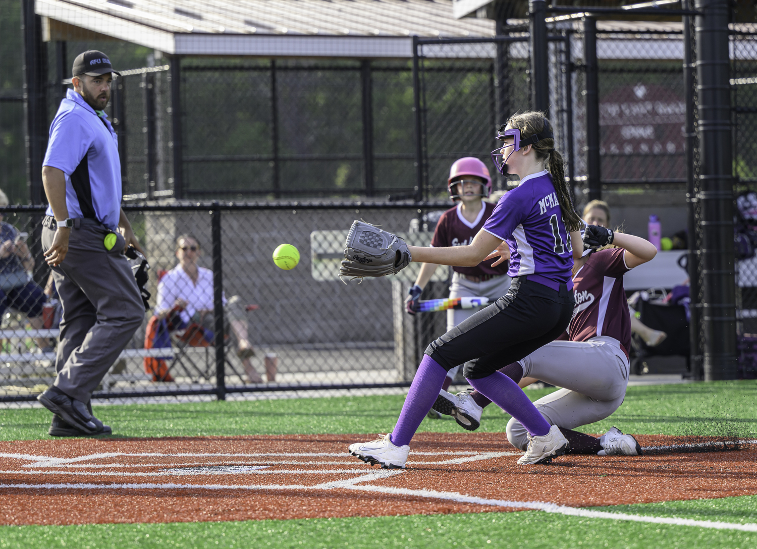 The Hampton Bays 12-and-under softball team played East Hampton at the Hon. Fred W. Thiele, Jr. Recreational Facility at Stephen Hands Path on Monday.  MARIANNE BARNETT