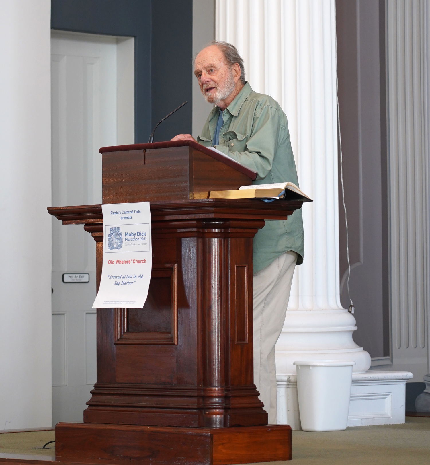 Harris Yulin participating at the 2021 Moby Dick Marathon hosted by Canio's Books in Sag Harbor. COURTESY KATHRYN SZOKA