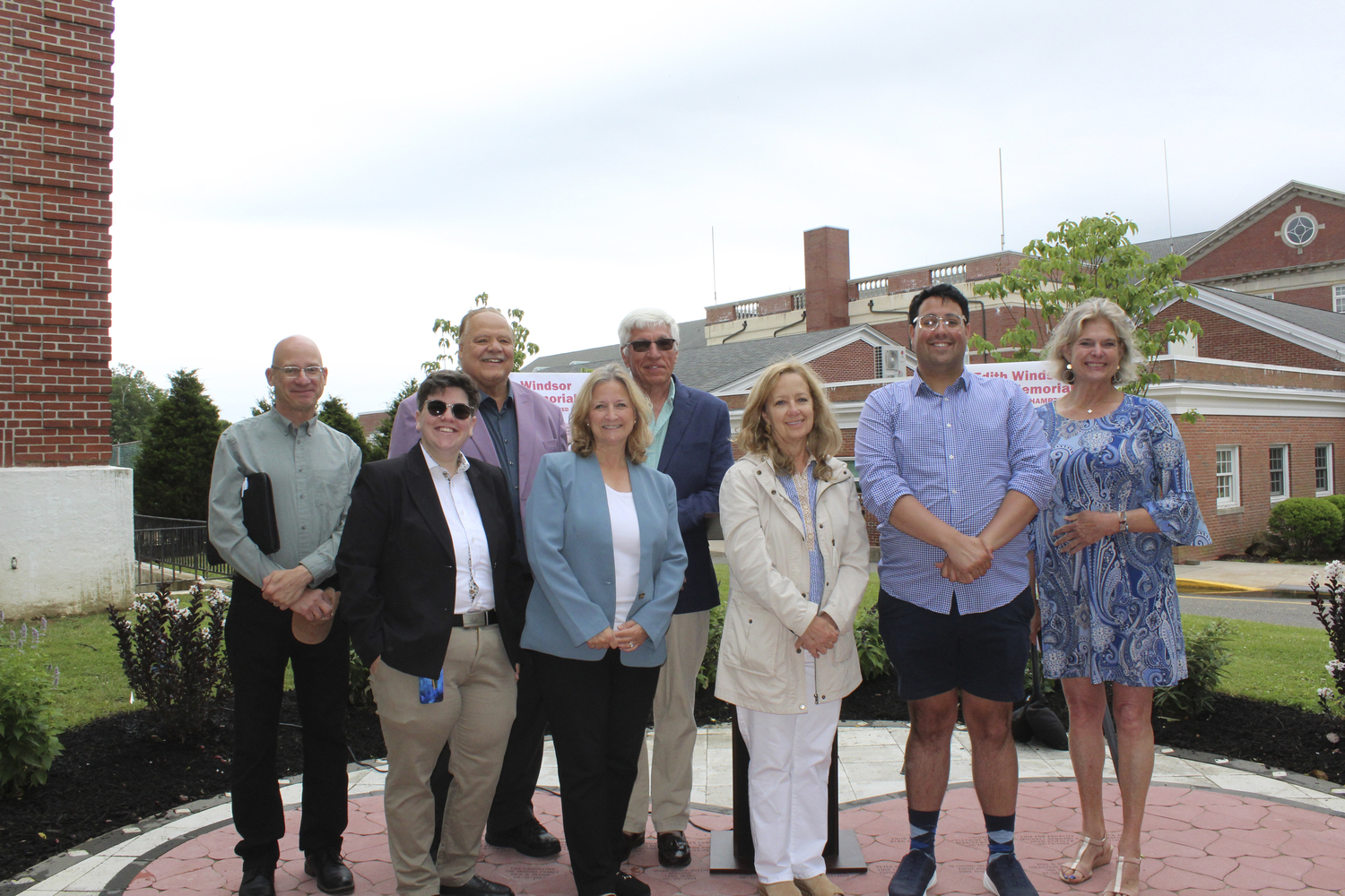 On June 26, the Southampton Town Board came together with Legislator Ann Welker, Town Clerk Sundy Schermeyer, Tracy Kolsin from the Southampton Town Youth Bureau and the Programs Director of the LGBT Network, Micah Schneider,  at the memorial for Edith Windsor to celebrate Pride Month. The event provided an opportunity to honor the resilience, contributions, and visibility of the LGBTQ+ community, while also recognizing the significant impact of Edith Windsor’s advocacy.
COURTESY SOUTHAMPTON TOWN
