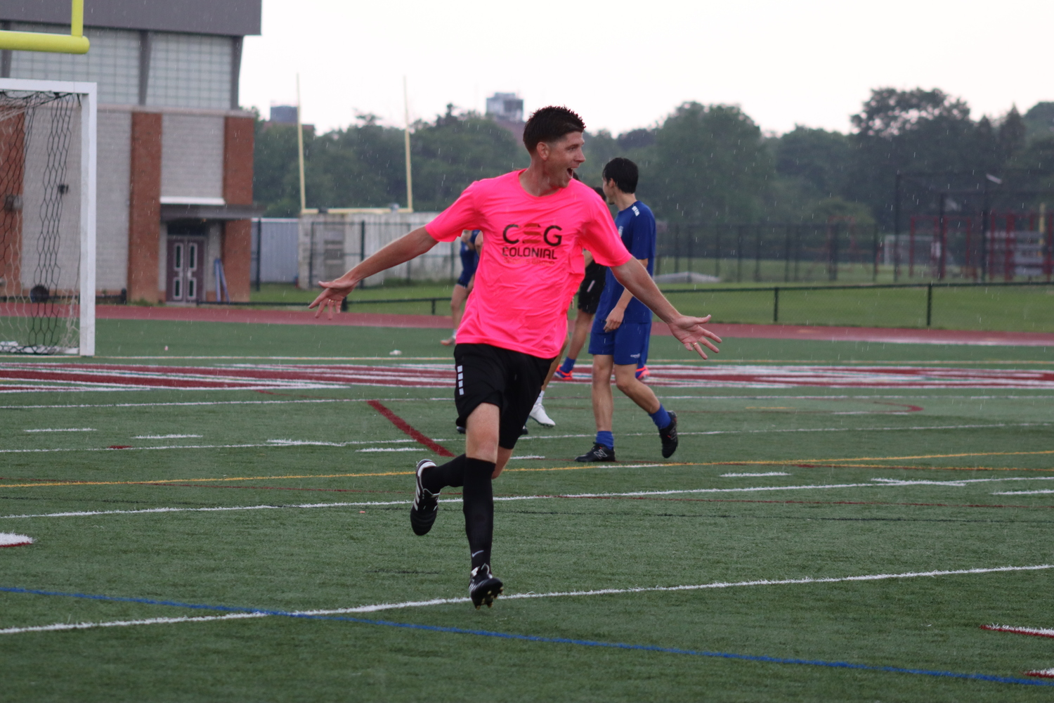 Southampton United Coach Will Towle celebrates after scoring a goal. CAILIN RILEY