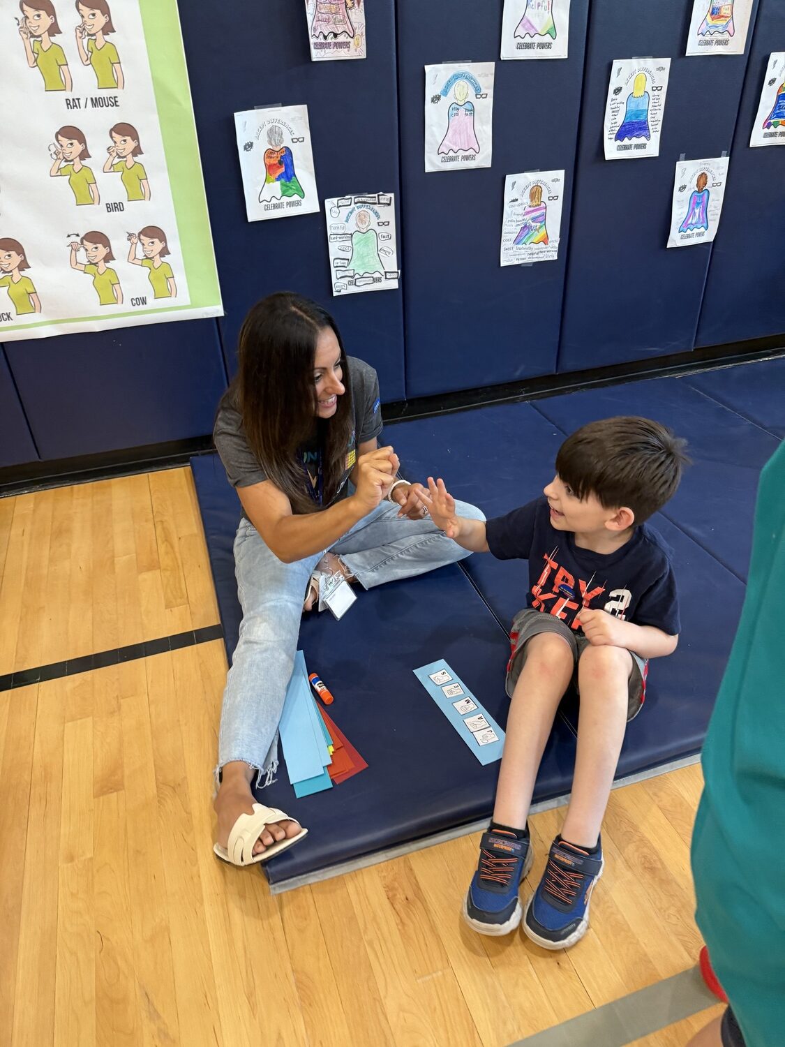 Learning more about sign language and reading braille were part of the Abilities Day event at East Quogue School last week. COURTESY EAST QUOGUE SCHOOL