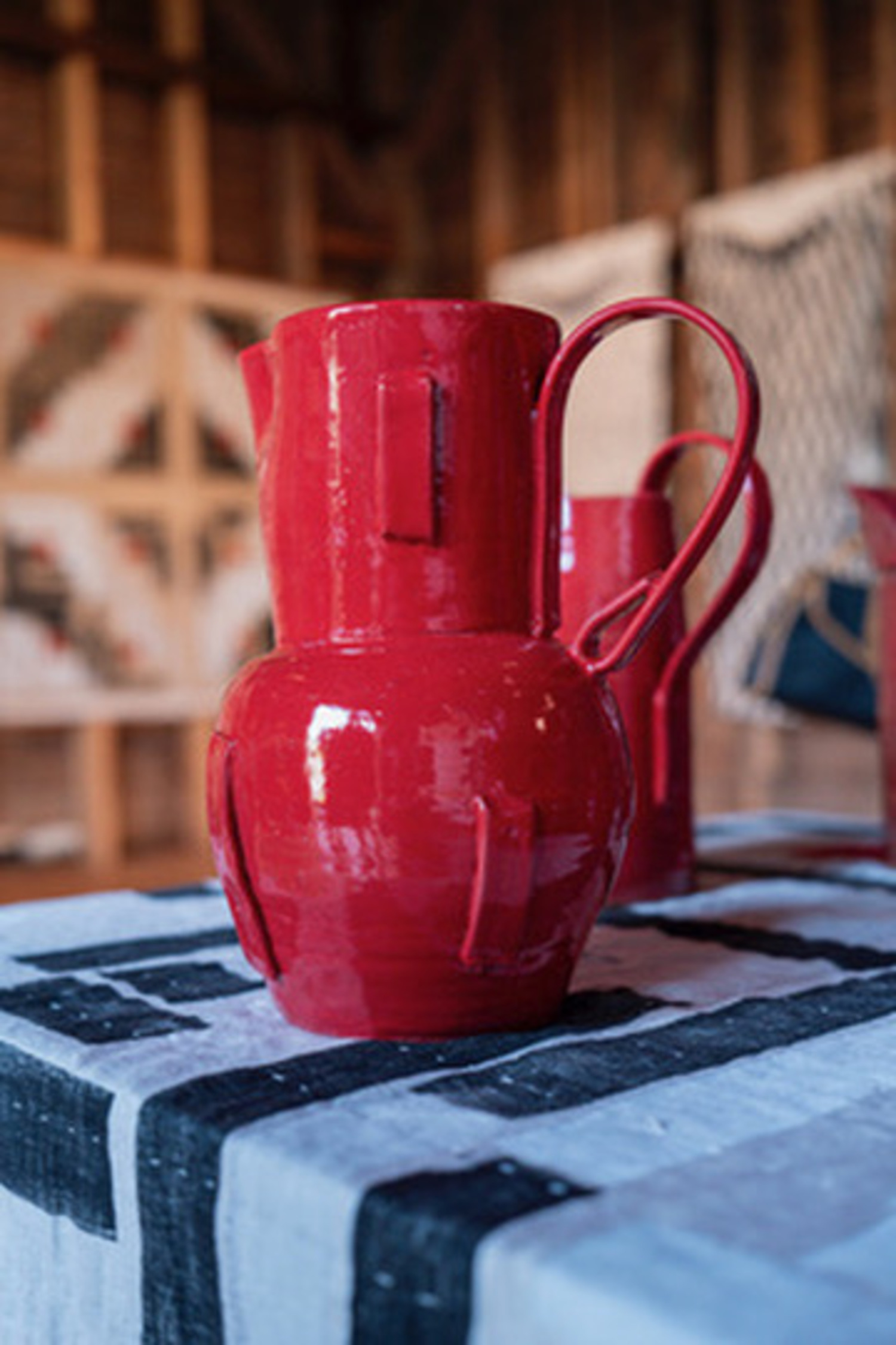 Installation view of “Black and White and Red All Over,” a collaborative exhibition by Louise Eastman and Janis Stemmermann on view through June 8 at The Art Center at Duck Creek. COURTESY DUCK CREEK
