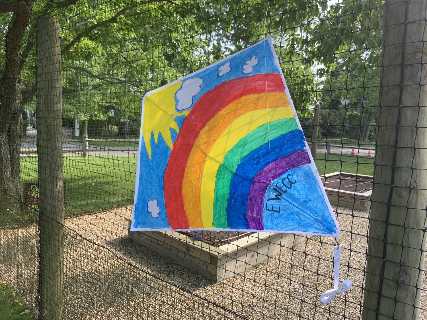 One of the kites designed by participants in the East End Fund for Children for the organization's 2025 theme, 