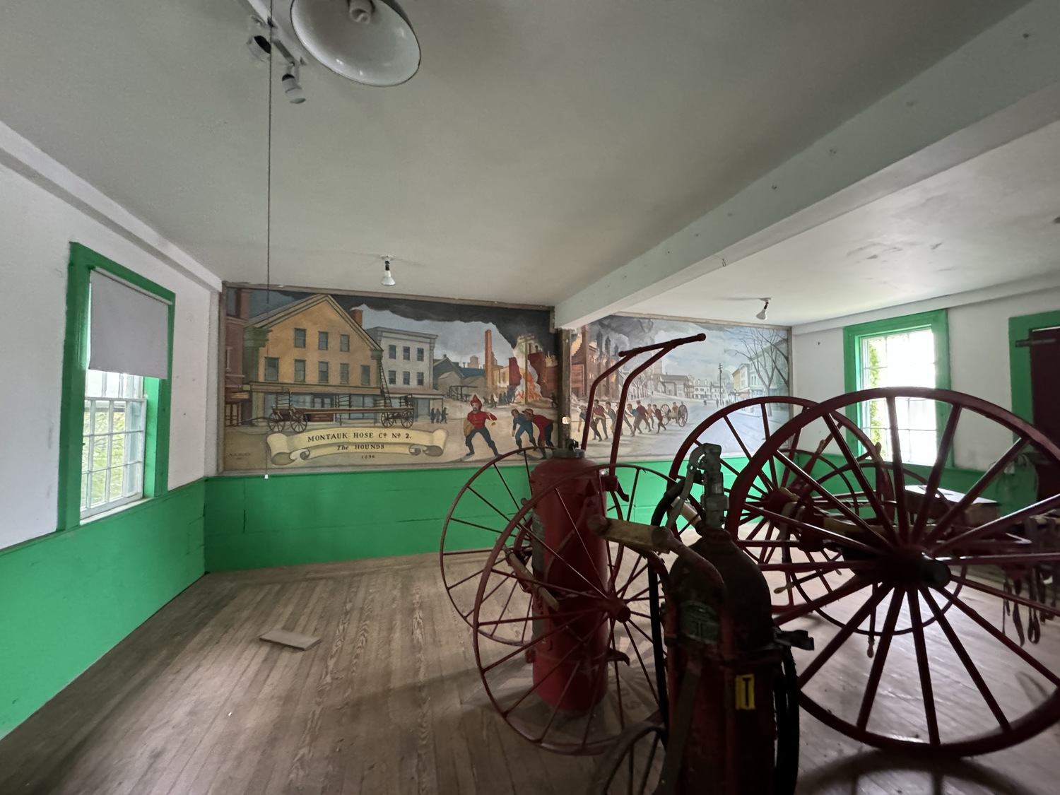 A mural depicting many of Sag Harbor's major fires will be preserved as part of the restoration of the Sag Harbor Fire Museum. COURTESY SAG HARBOR PARTNERSHIP