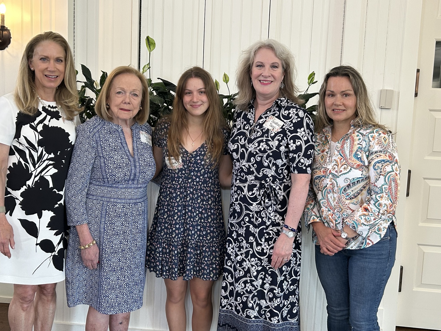 The Westhampton Woman’s Club recently honored Matilda Buchen Westhampton High School  salutatorian,  center, with a scholarship during its annual luncheon  at the Westhampton Country Club.   From left to right, Kristen Catanzaro, Woman’s Club president; Peggy Dineen, scholarship coordinator; Matilda, Christine Tiberg, vice president; and, Kasia Buchen, Matilda’s mother. COURTESY WESTHAMPTON WOMAN'S CLUB