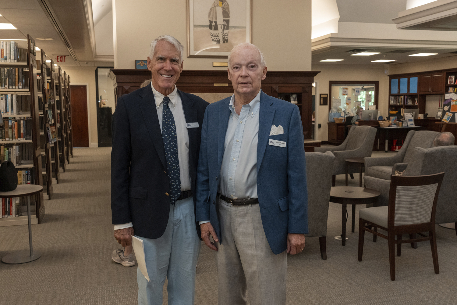 Rogers Memorial Library Trustee James Gray and President George Crawford.  RON ESPOSITO