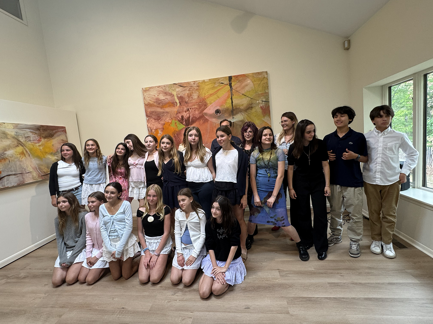 Ross School seventh graders participated in a hands-on curation workshop with Samanthe Rubell, president of the Pace Gallery. COURTESY ROSS SCHOOL
