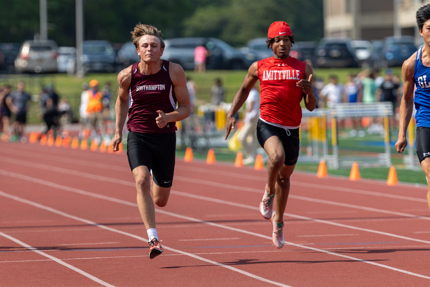 Southampton senior Hudson Fox in the 100-meter dash.  RON ESPOSITO