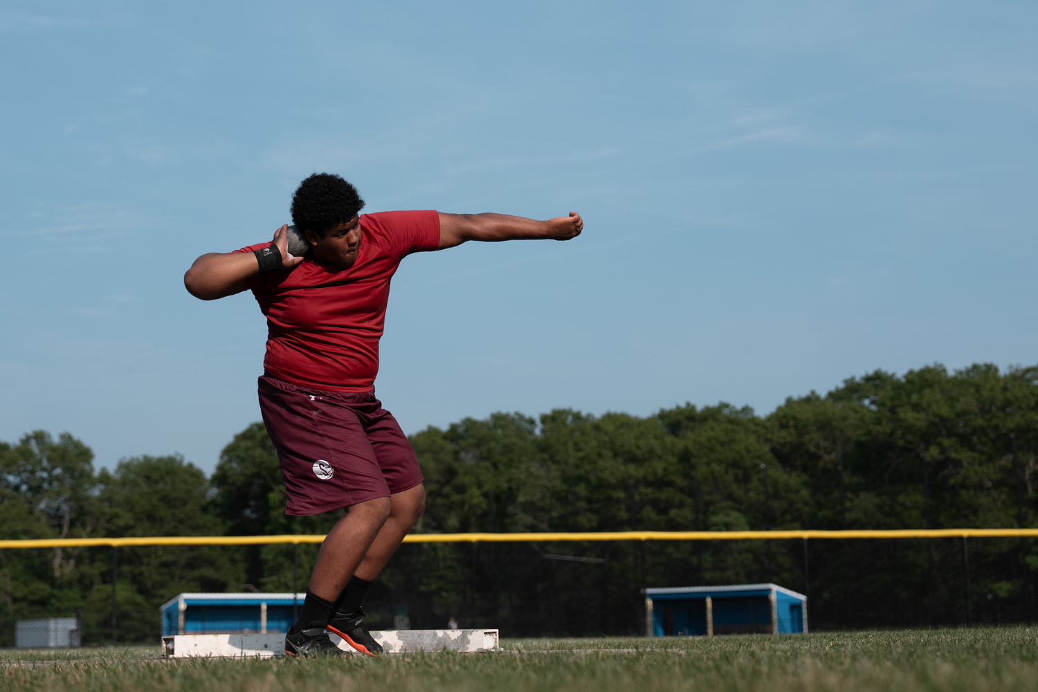 Southampton senior Jackson Garcia in the shot put.  RON ESPOSITO