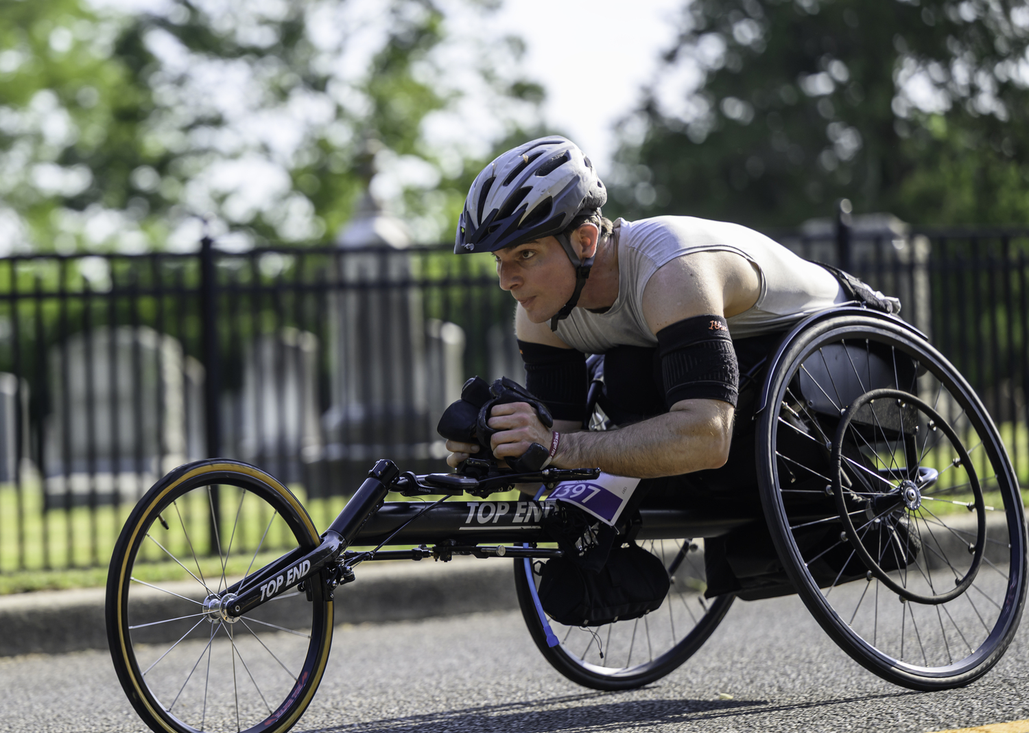 Michael Larose, 34, of Bay Shore was the only wheelchair 10K competitor this year.   MARIANNE BARNETT