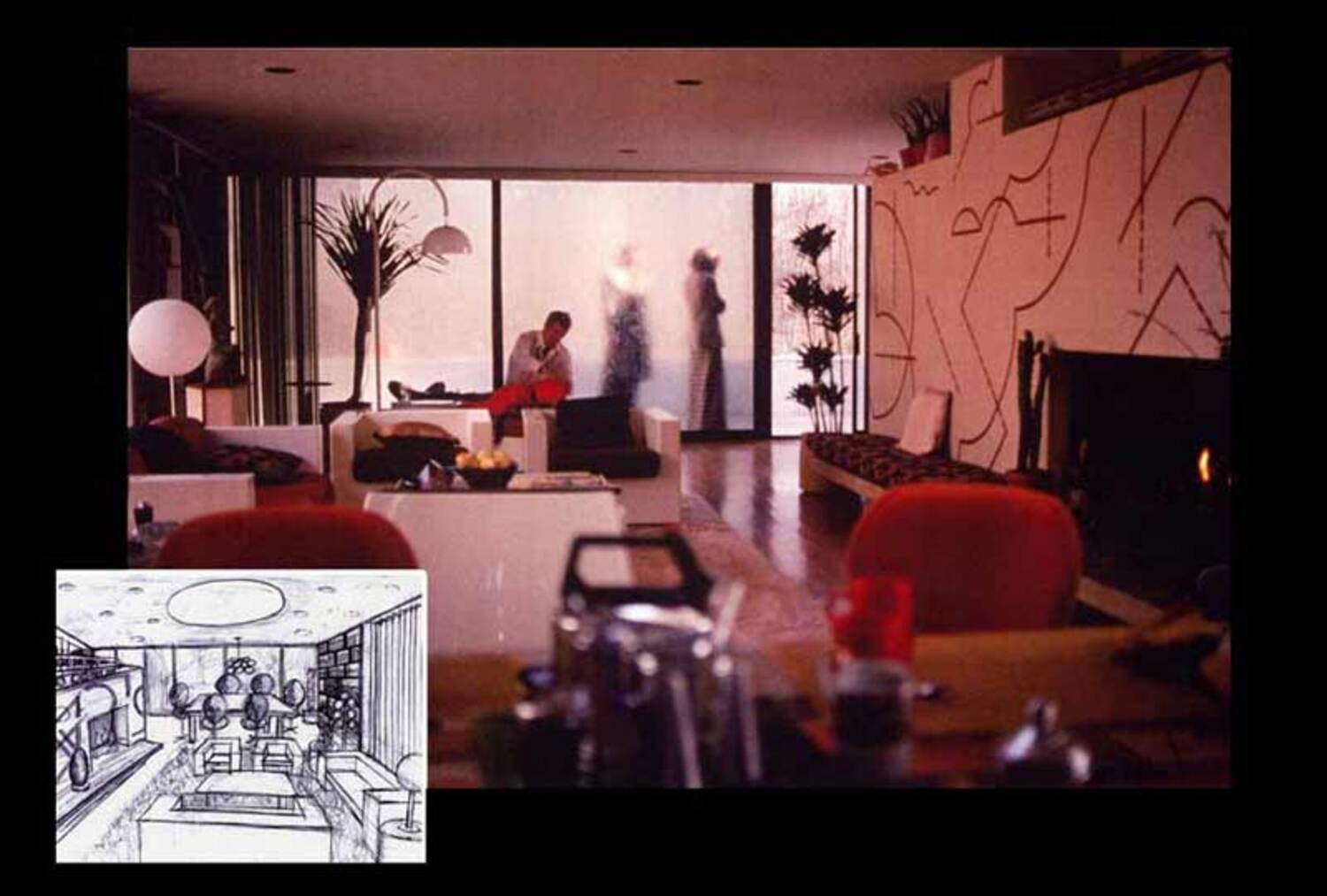 Mark Friedberg's drawing and set for Ang Lee's 1997 film 