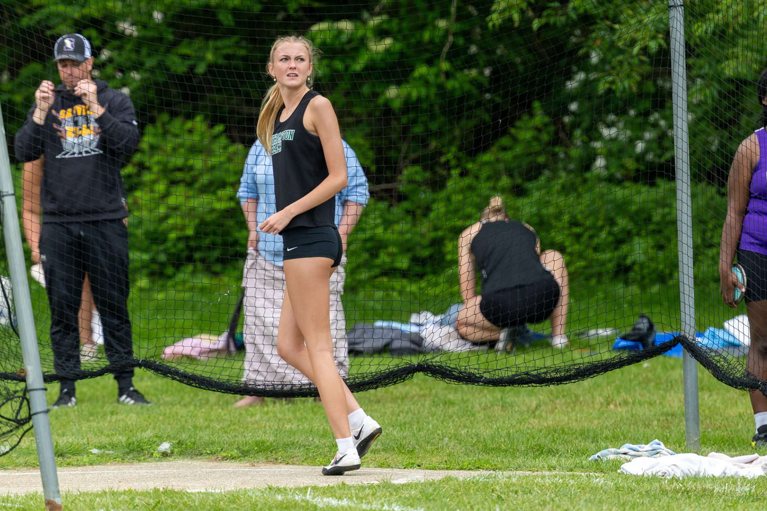 Lucy Mansfield looks back at her throw.   RON ESPOSITO