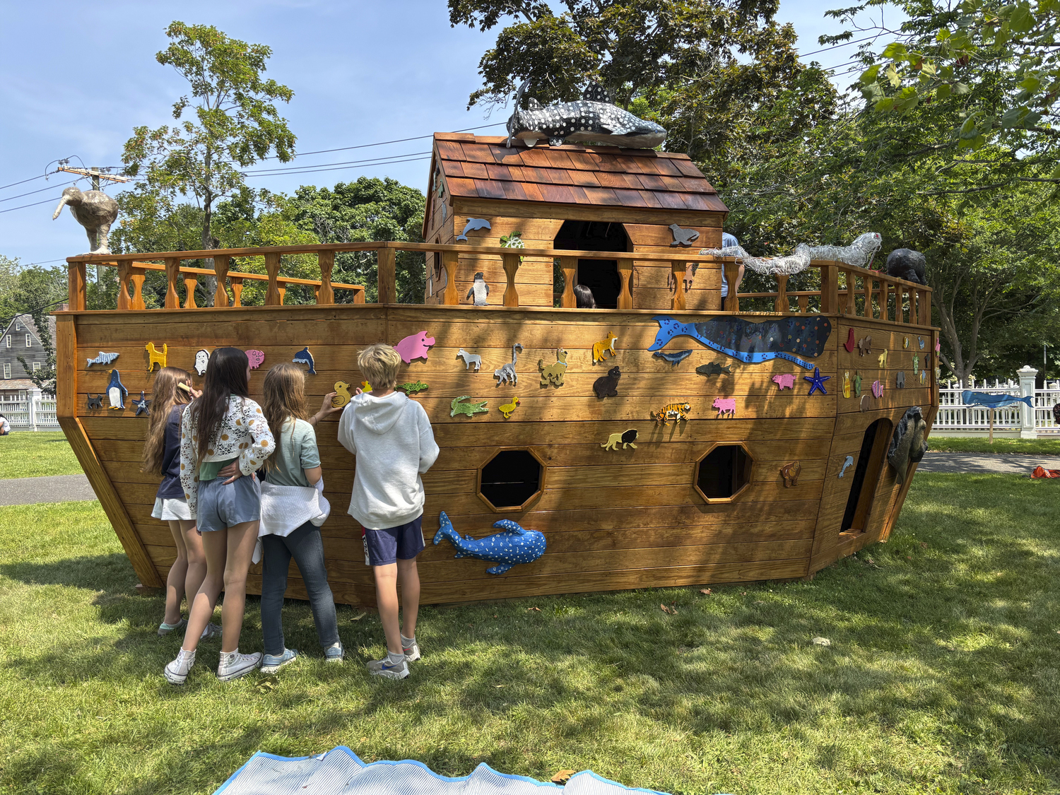 On Friday at the Sag Harbor Whaling Museum, Sag Harbor Public School students installed more than 100 works of art they created on a large wooden ark commissioned by The Church. The Ark will be on view at The Church from June 22 to September 1.   SHERI PASQUARELLA