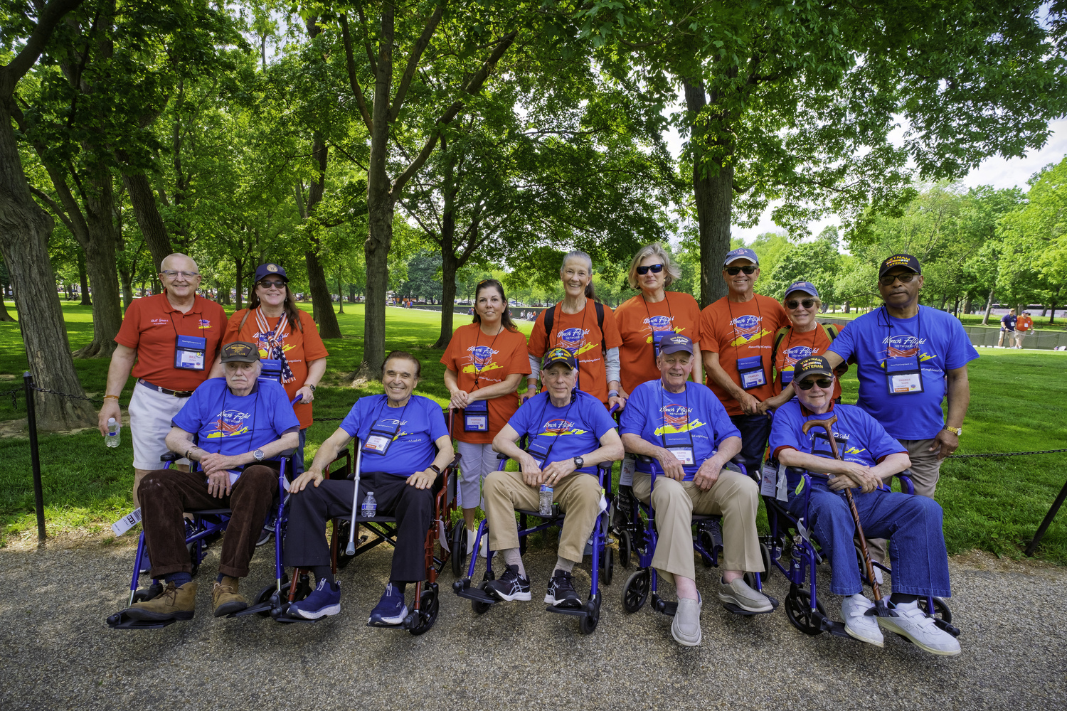 Honor Flight Long Island brought Korean War and Vietnam veterans to Washington D.C. to visit their respective memorials on May 3.  On the trip were, from left, Bill Jones, president, Honor Flight Long Island; Bruce Grier, Vietnam veteran; Grier's 