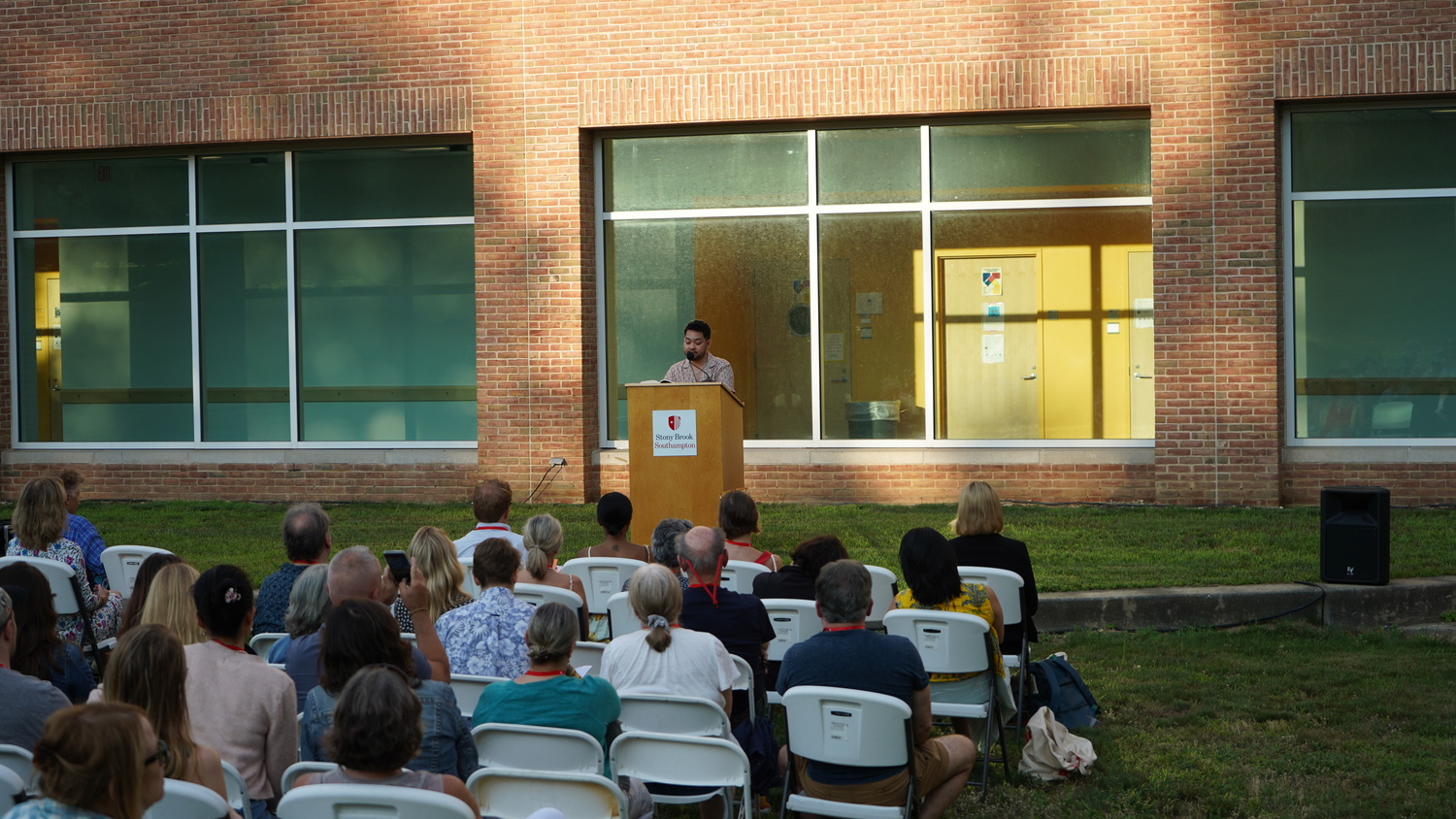 Victor Manibioi reading at the Writers Conference. Frank Imperiale photo