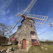 The windmill currently at Stony Brook University Southampton campus was built more than 300 years ago on Windmill Lane in Southampton Village. A group has proposed moving it back and said they have raised funds to finance the move and renovation of the structure. DANA SHAW