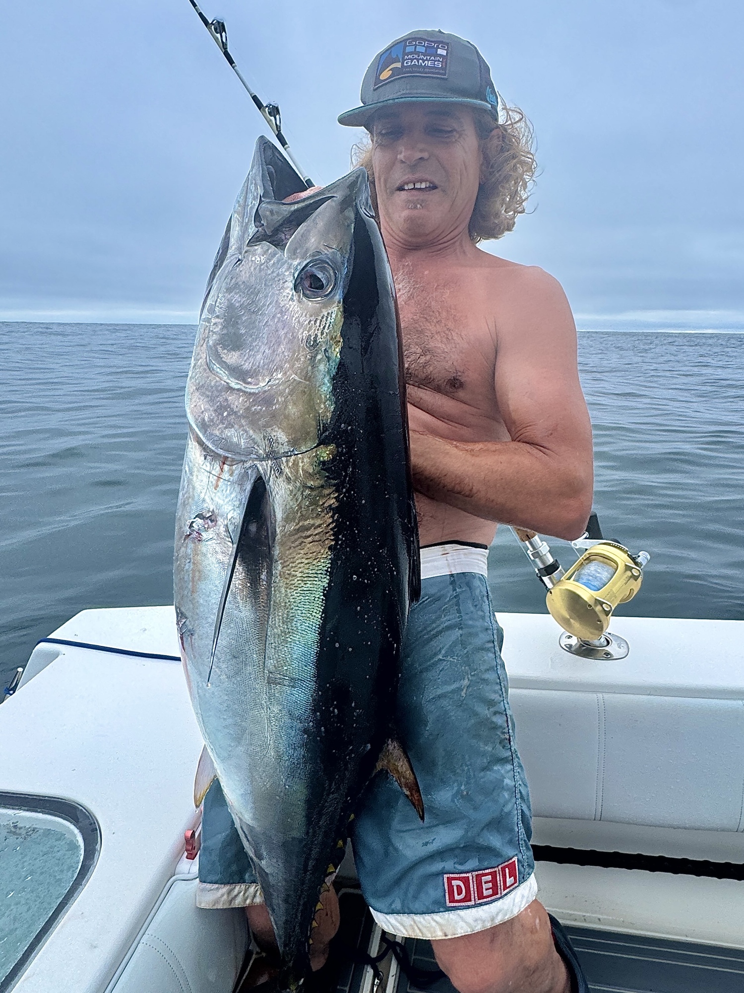 Jay Dell hefts of a nice bluefin tuna he caught off Montauk last week. KEITH ROBERTSON