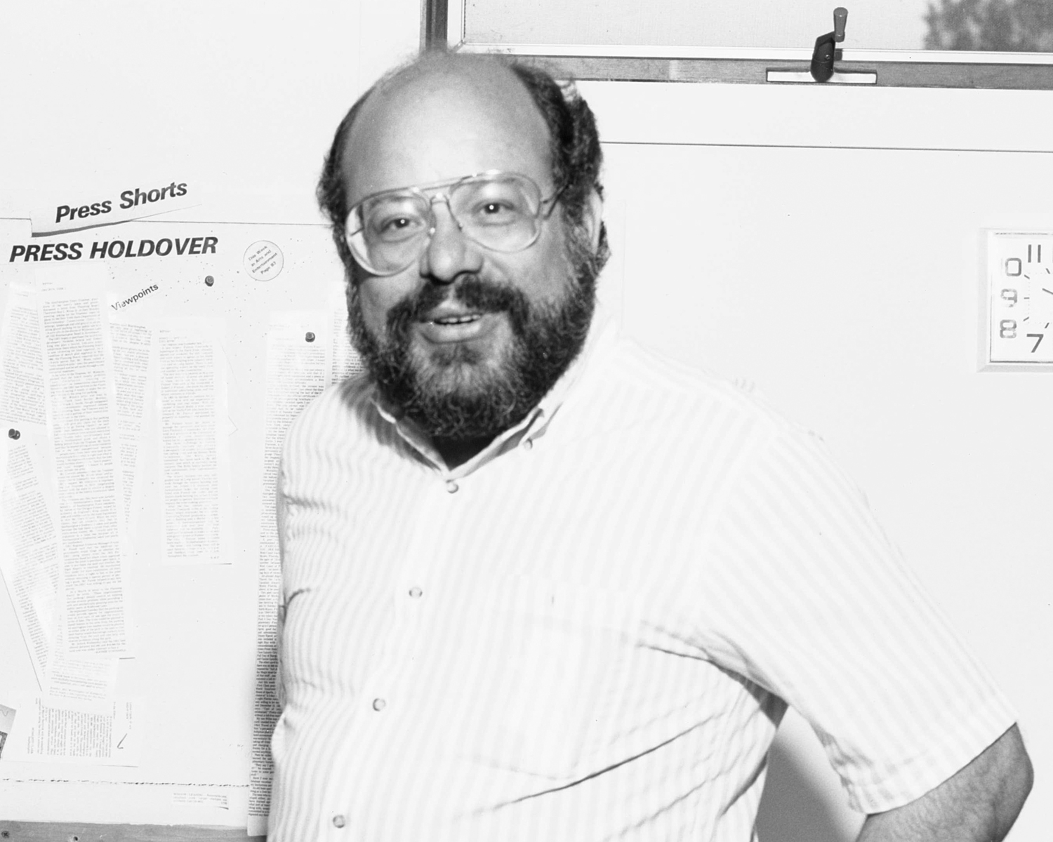 Karl  Grossman at the Southampton Press offices in  Southampton in 1987.  FILE PHOTO