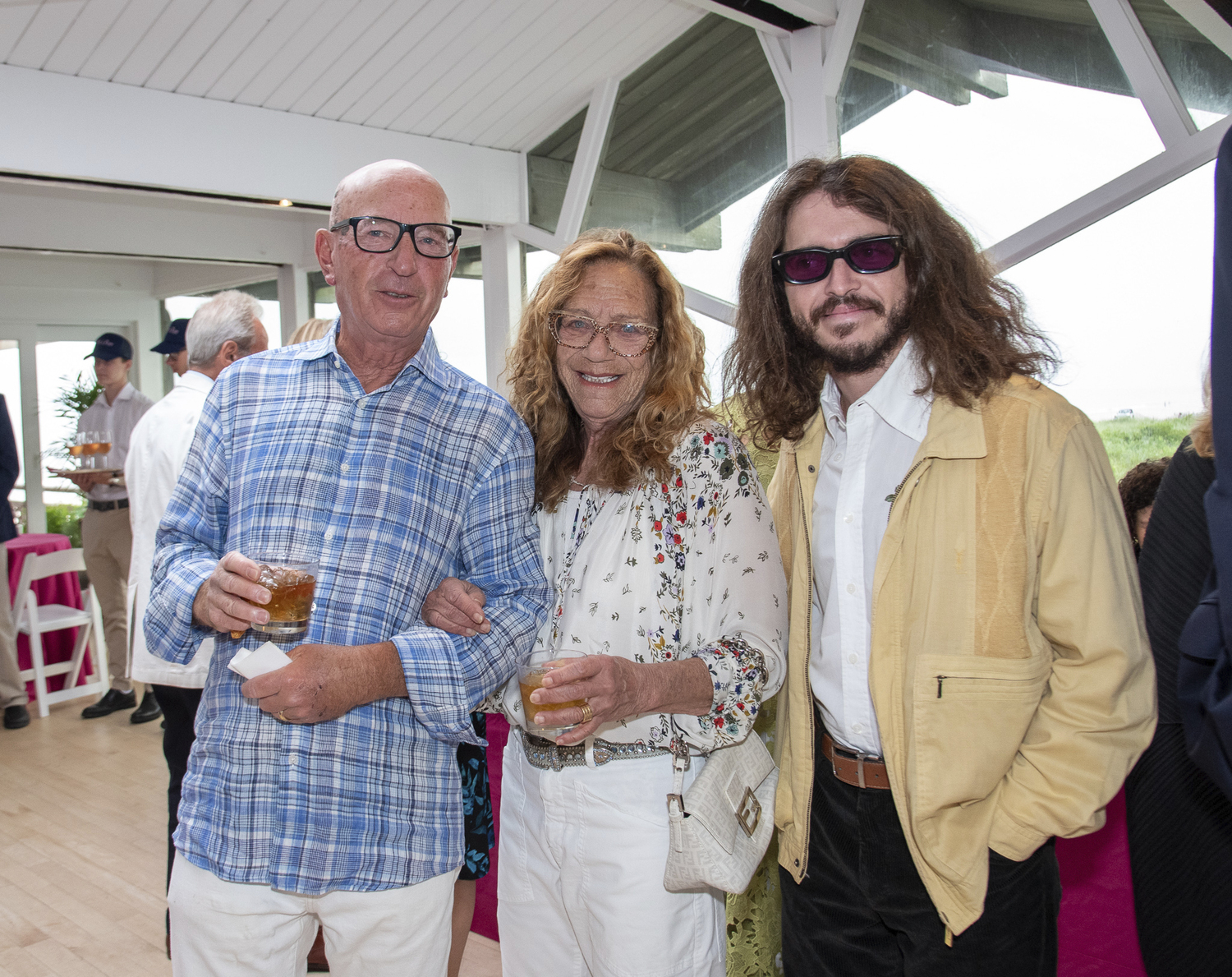 Mitchell Myrin, Bobbie Braun and Dylan Blue at the Ellen Hermanson Foundation 2025 Summer Gala at the  Bridgehampton Tennis & Surf Club on Saturday night.  LISA TAMBURINI