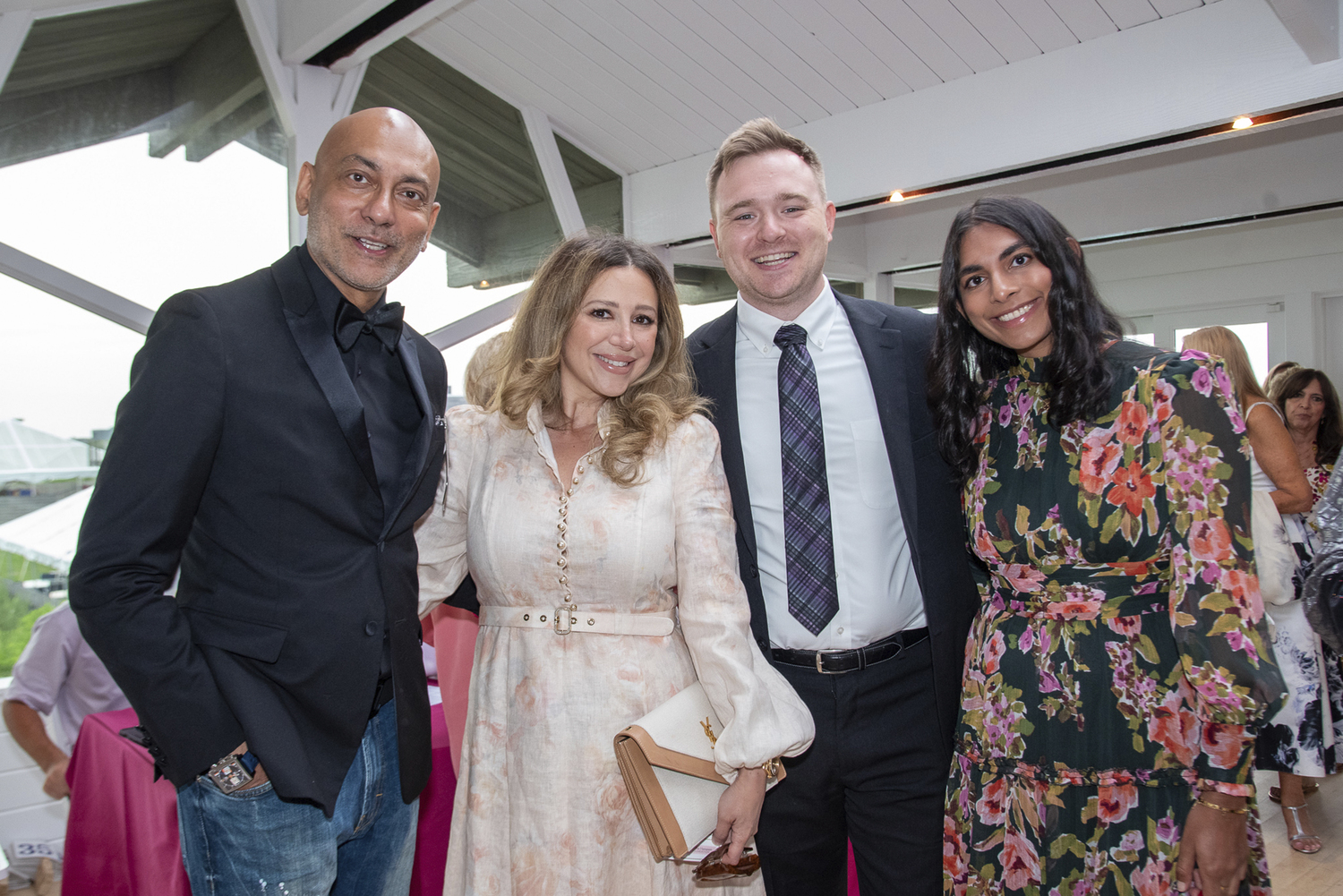 Rakesh Nigam, Allison Silver, Jeff Dedeker and Riana Nigam at the Ellen Hermanson Foundation 2025 Summer Gala at the  Bridgehampton Tennis & Surf Club on Saturday night.  LISA TAMBURINI
