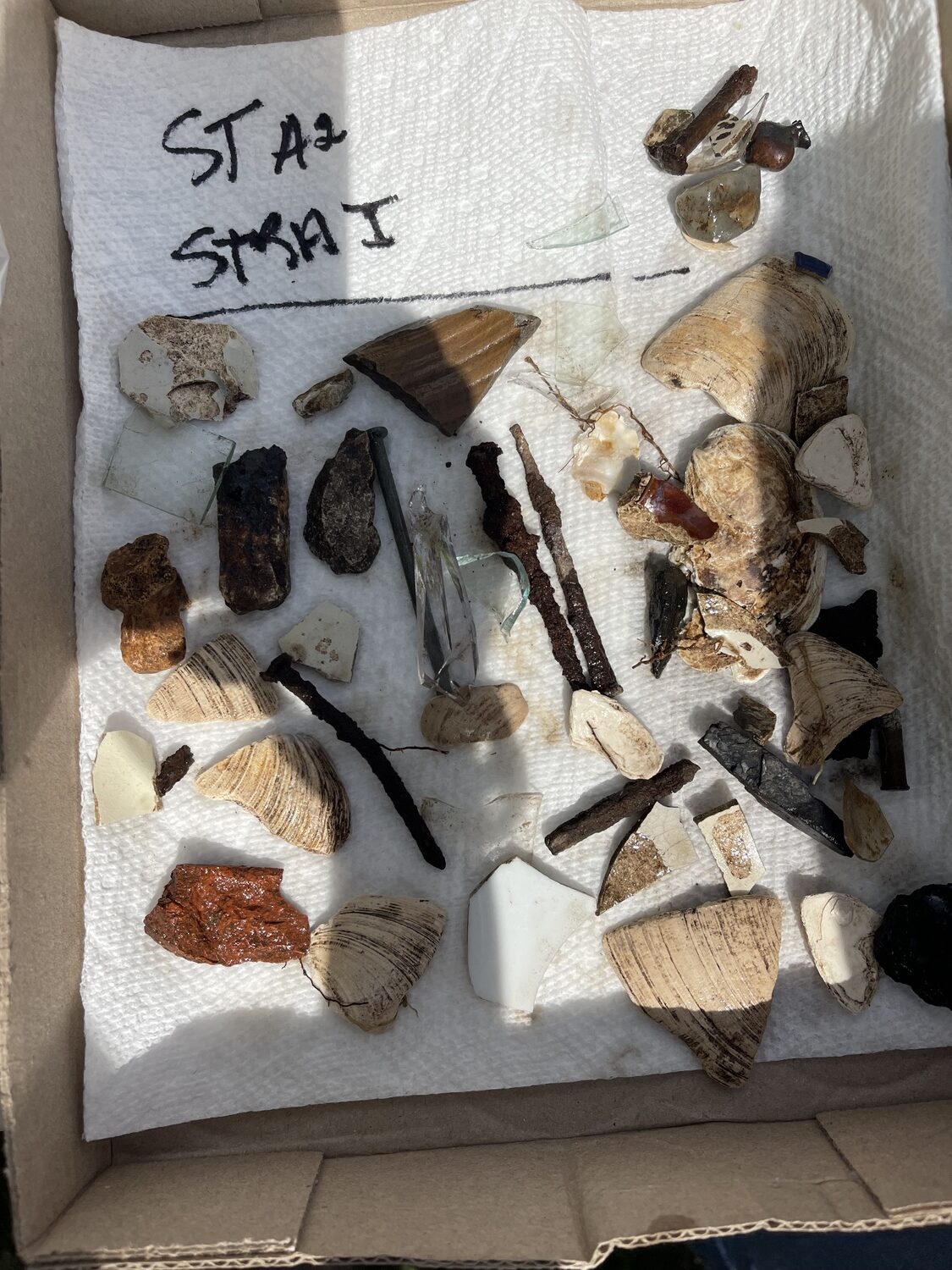 Some of the items uncovered during a recent archeological dig at the Annie Cooper Boyd House. COURTESY NANCY FRENCH ACHENBACH