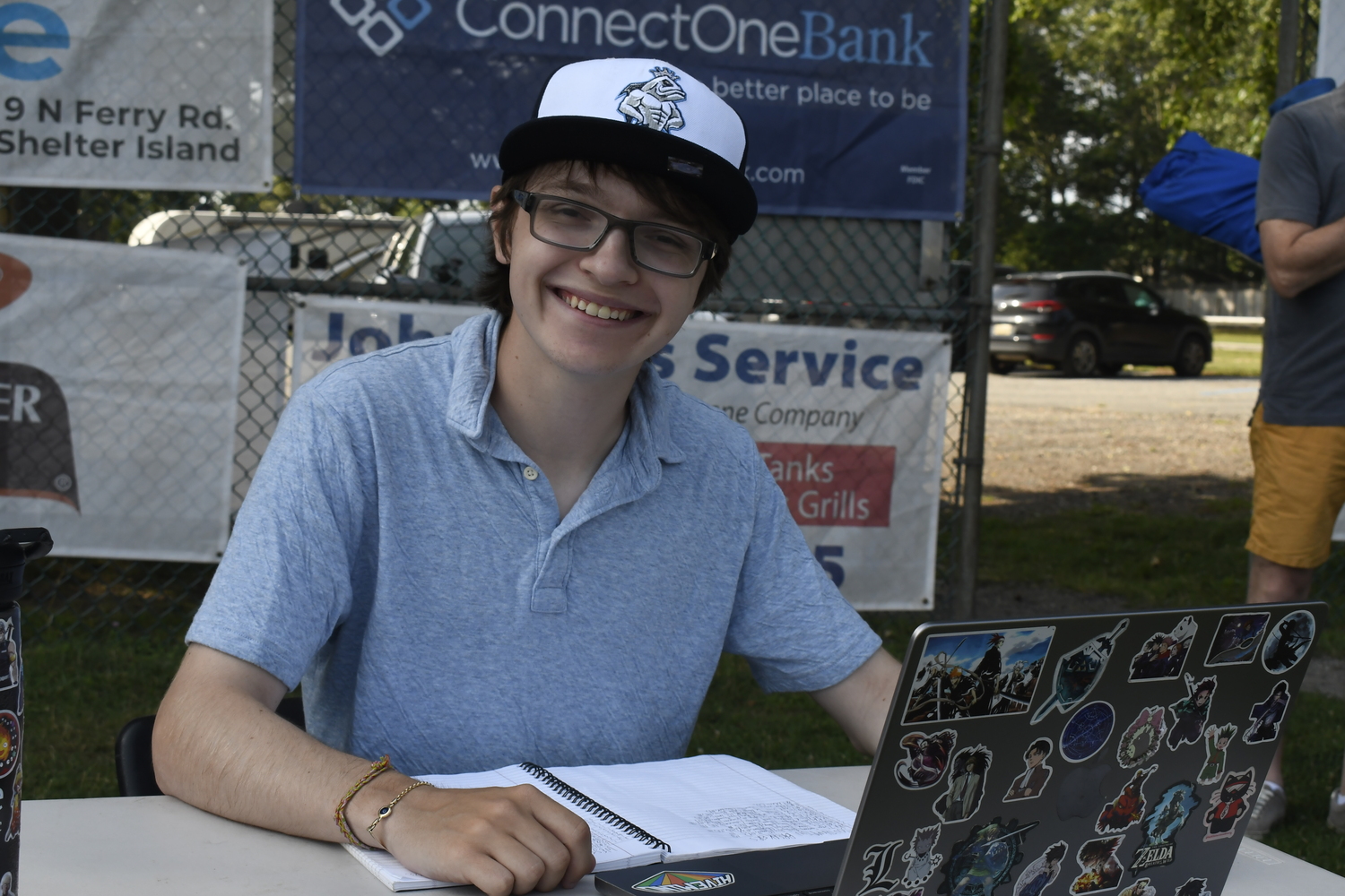 Isaac Wiley-Schwartz, 21, of Brooklyn who attends Berklee College of Music in Boston, is one of the many current broadcasters calling games for the HCBL.  DREW BUDD