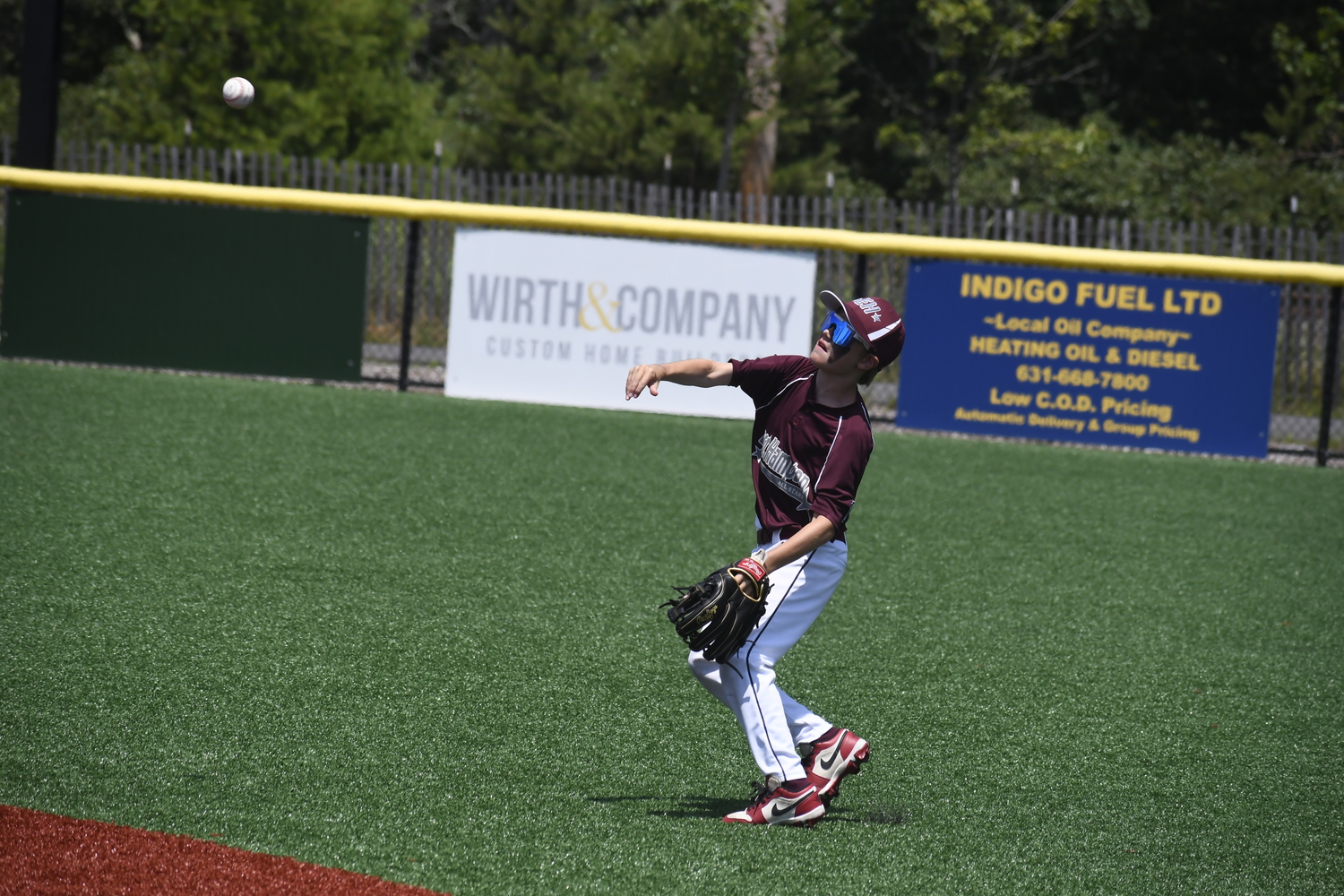 Colin Caulfield gets the ball in from right field.  DREW BUDD