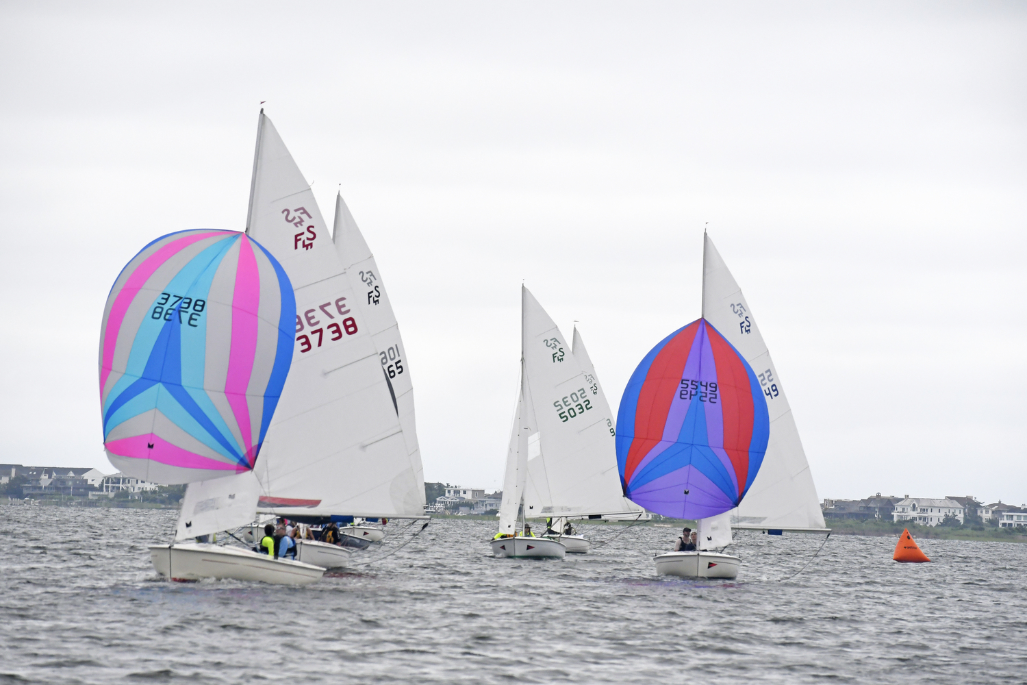 The Flying Scots got out onto Moriches Bay on Saturday for the Sis Rice Minsch Memorial Trophy races. DREW BUDD