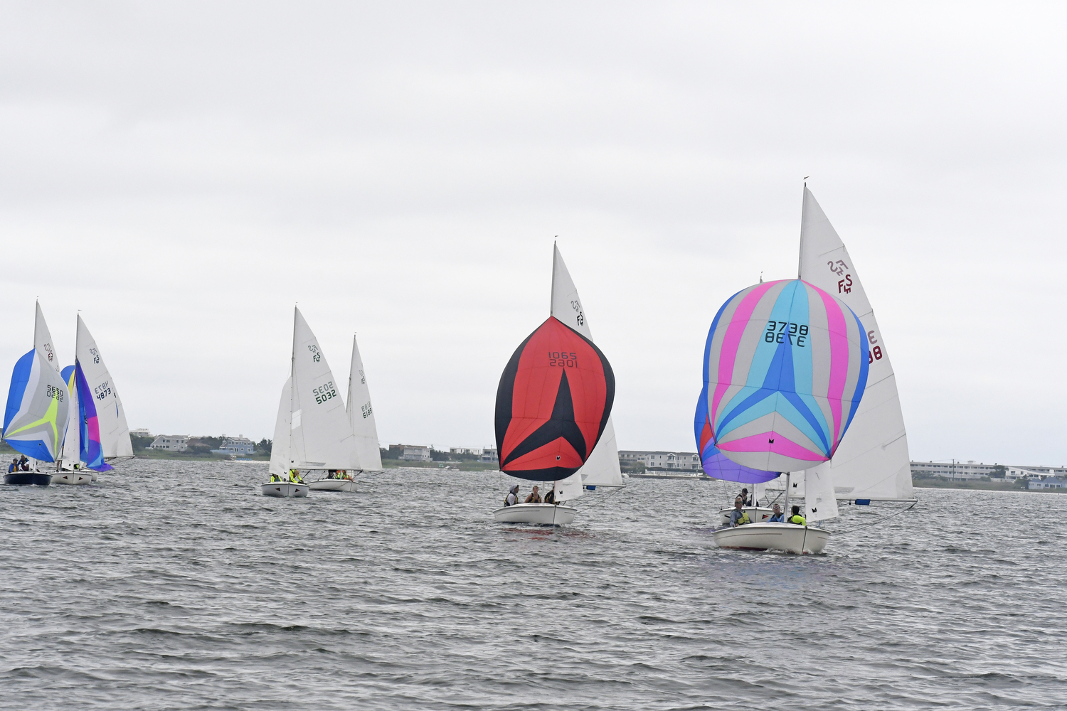 The Flying Scots got out onto Moriches Bay on Saturday for the Sis Rice Minsch Memorial Trophy races. DREW BUDD
