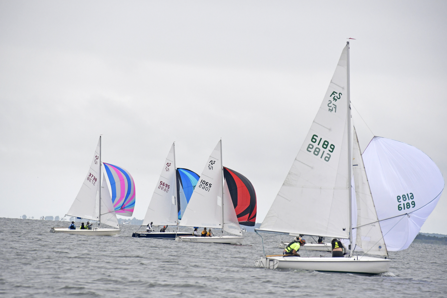 The Flying Scots got out onto Moriches Bay on Saturday for the Sis Rice Minsch Memorial Trophy races. DREW BUDD