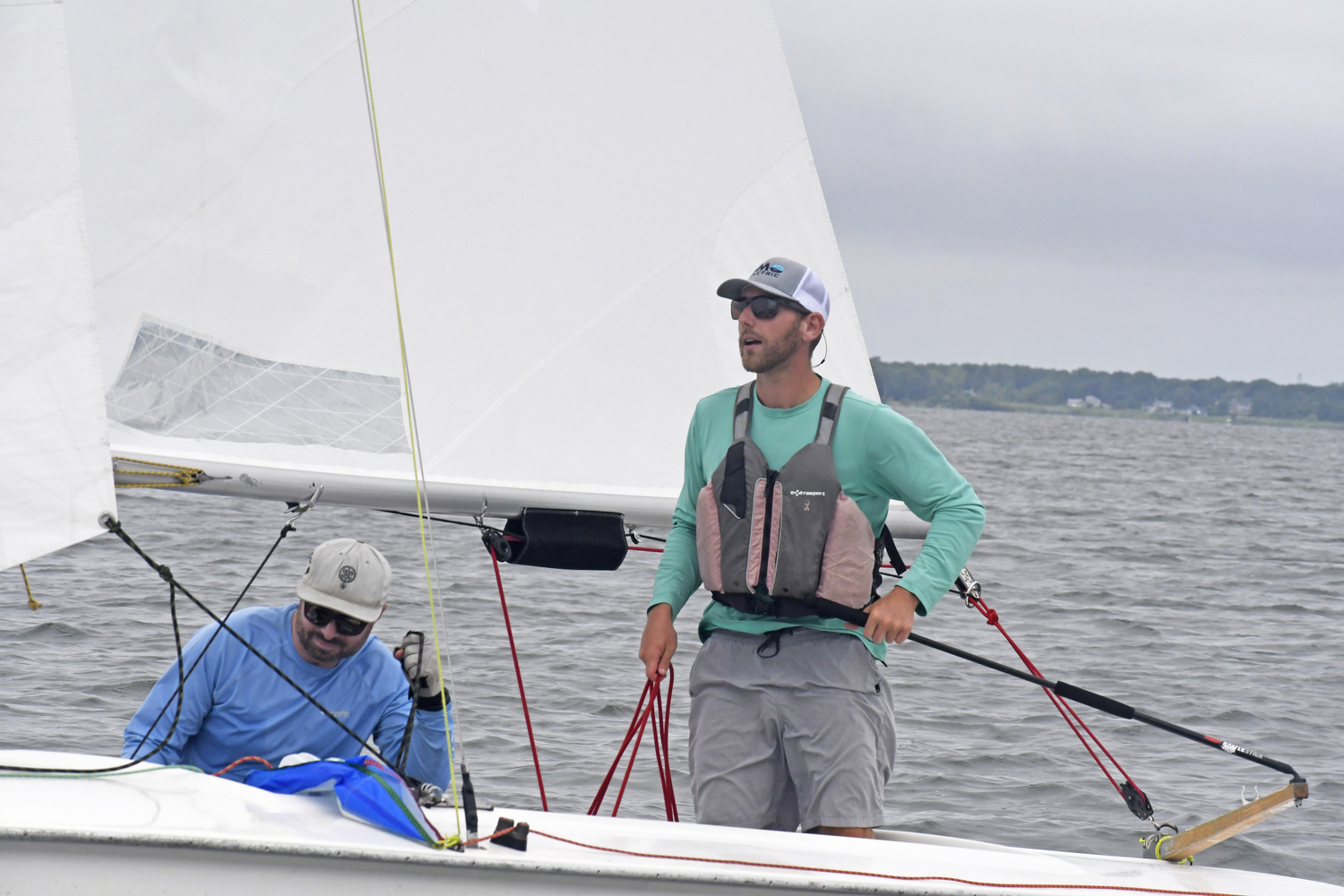 Nick Purpura, left, and Luke Hickling prepare for the third race of the day after winning the first two.   DREW BUDD