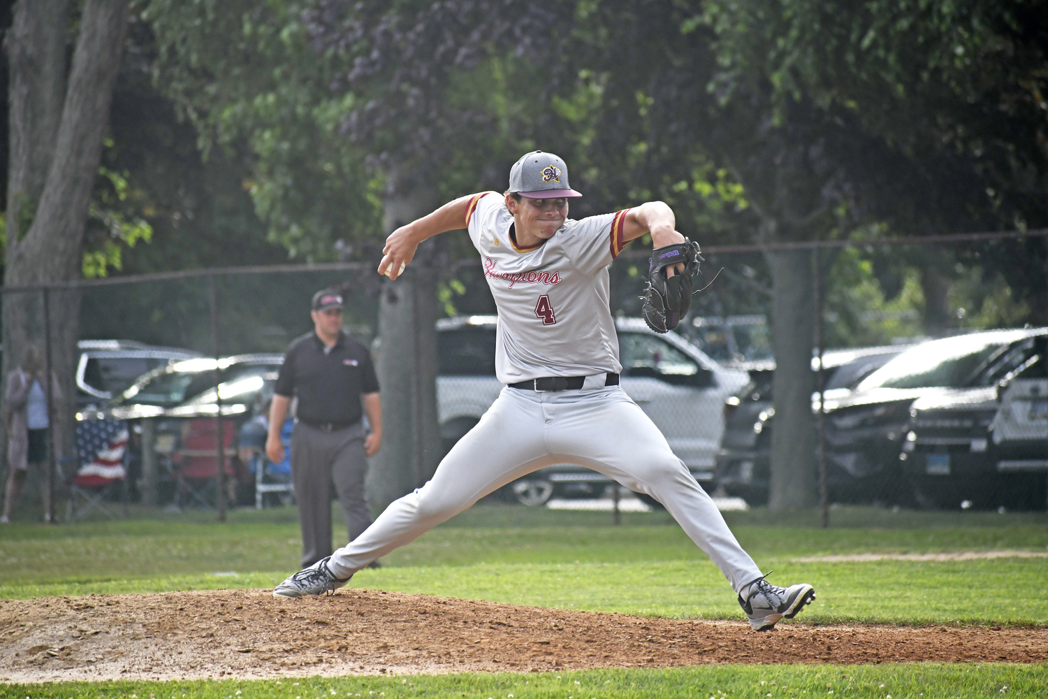 Marco Citro (Southampton/Holy Cross) pitches the eighth inning for the HCBL All-Stars.  DREW BUDD