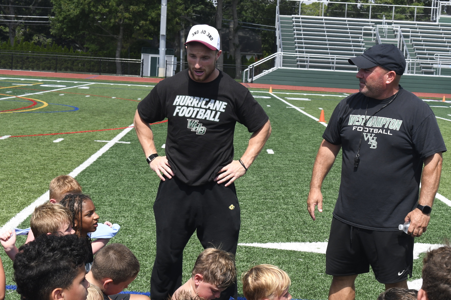 Dylan Laube and Mark Johnson both led the Westhampton PAL football camp last week.  DREW BUDD