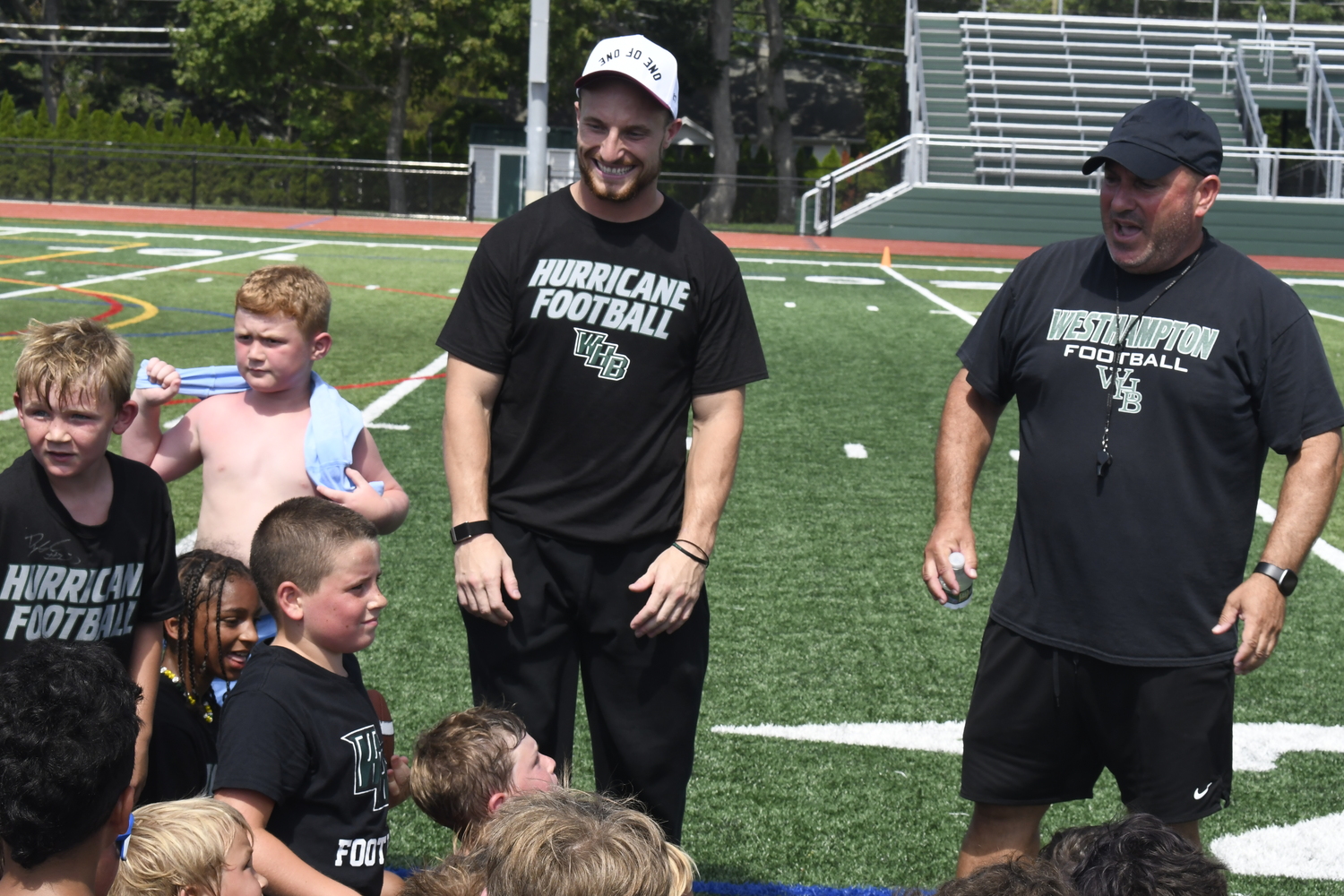 Dylan Laube and Mark Johnson both led the Westhampton PAL football camp last week.  DREW BUDD