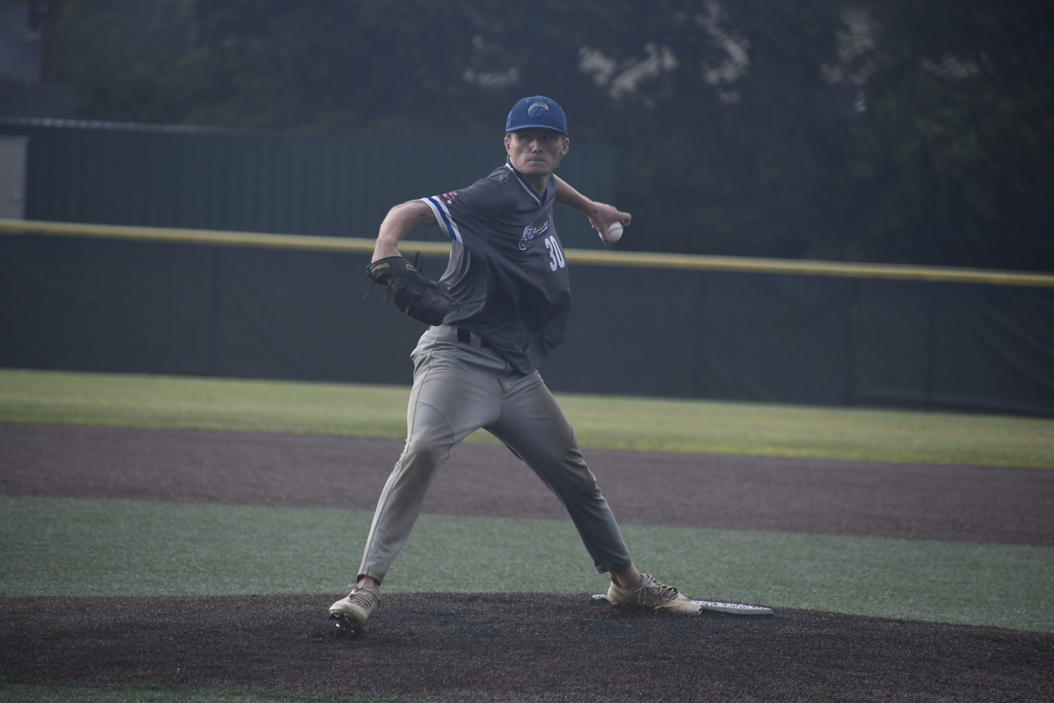 Drew Sliwkowski (UMass-Amherst) tried to give it a go after a lengthy rain delay on Friday.  DREW BUDD