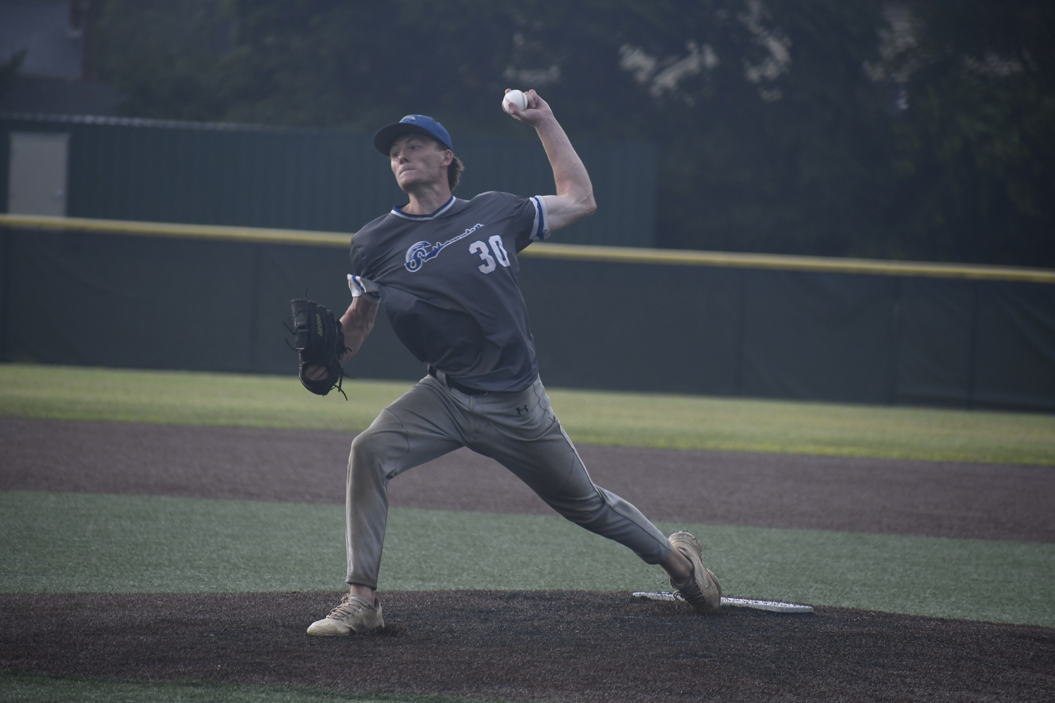 Drew Sliwkowski (UMass-Amherst) tried to give it a go after a lengthy rain delay on Friday.  DREW BUDD