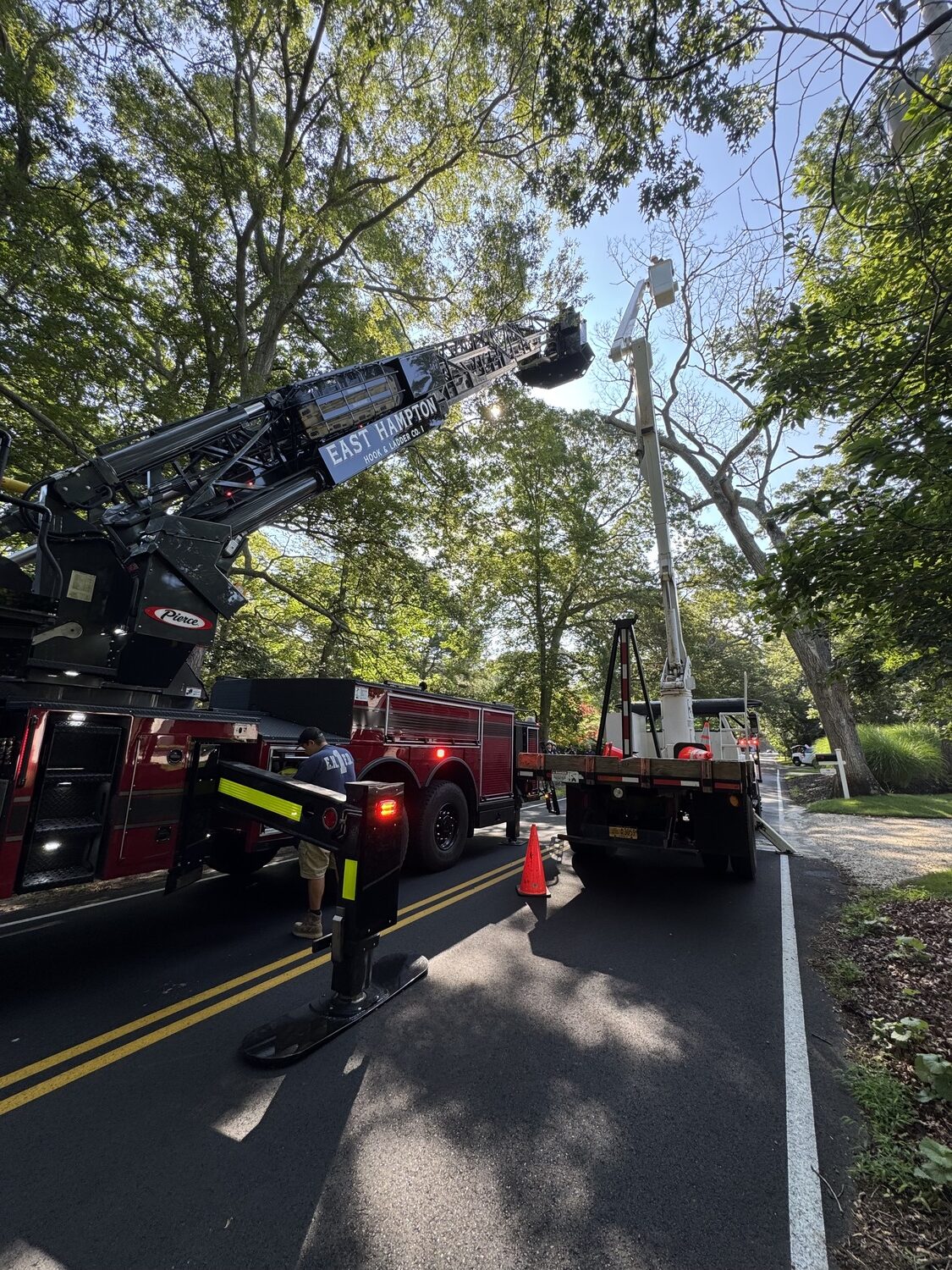 Wednesday, July 16, was a busy day for East Hampton firefighters. At the start of the day, around 8 a.m., East Hampton Fire Department rescued a town maintenance worker stuck in a bucket truck. The firefighters brought the man back down to ground safely.