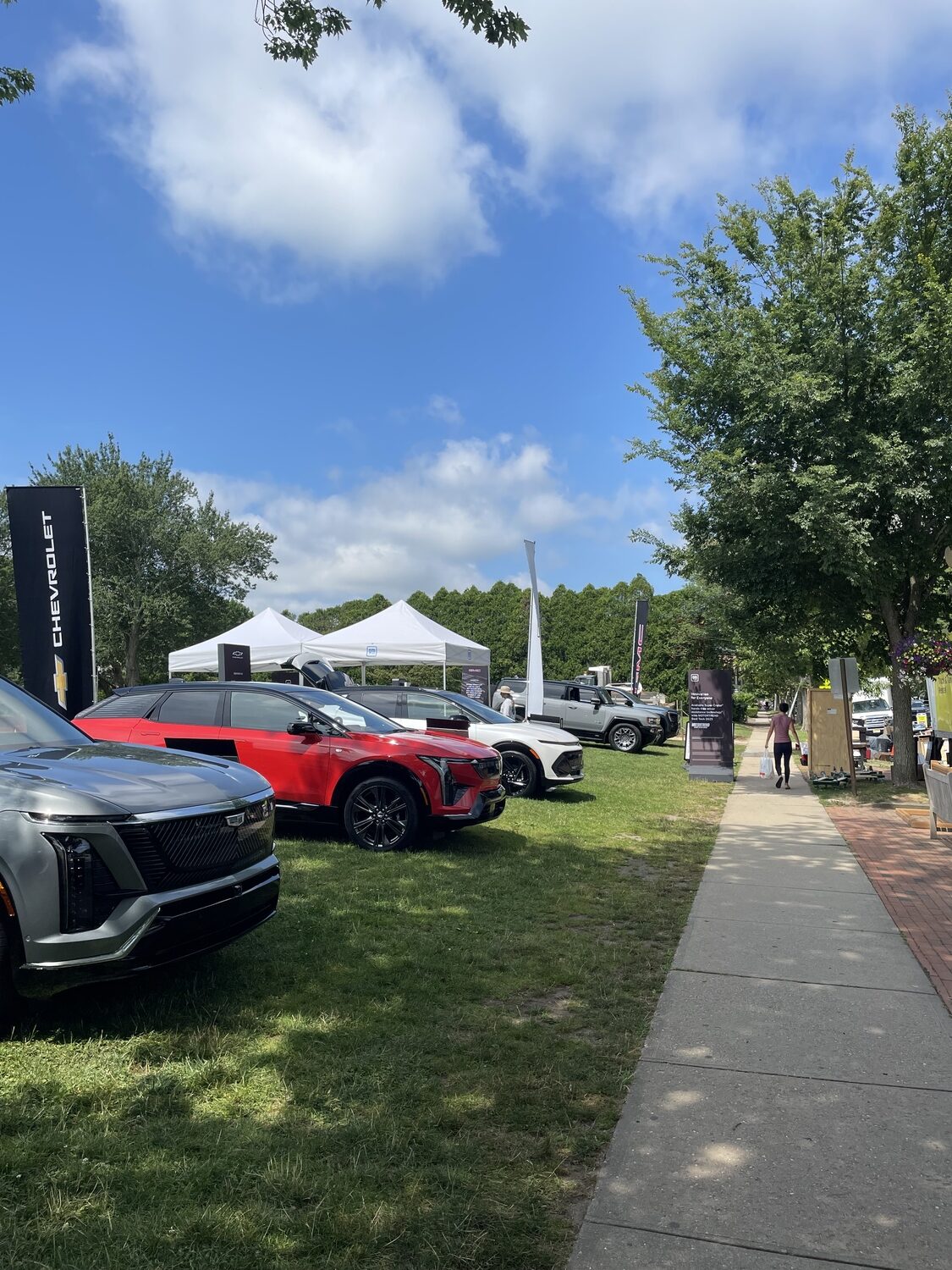 East Hampton Village officials shut down a pop up marketing event for going beyond the scope of what the village had permitted. About 40 minutes in, the organizers had to pack it up. Village Administrator Marcos Baladron said it looked like a car dealership in Herrick Park. LARRY CANTWELL