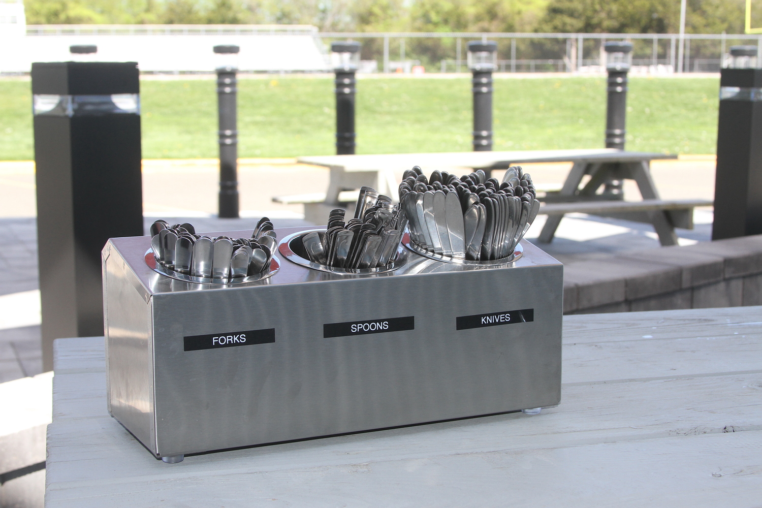 East Hampton junior Charlie Stern's hope is for metal silverware to be used in all three school buildings. DESIRÉE KEEGAN