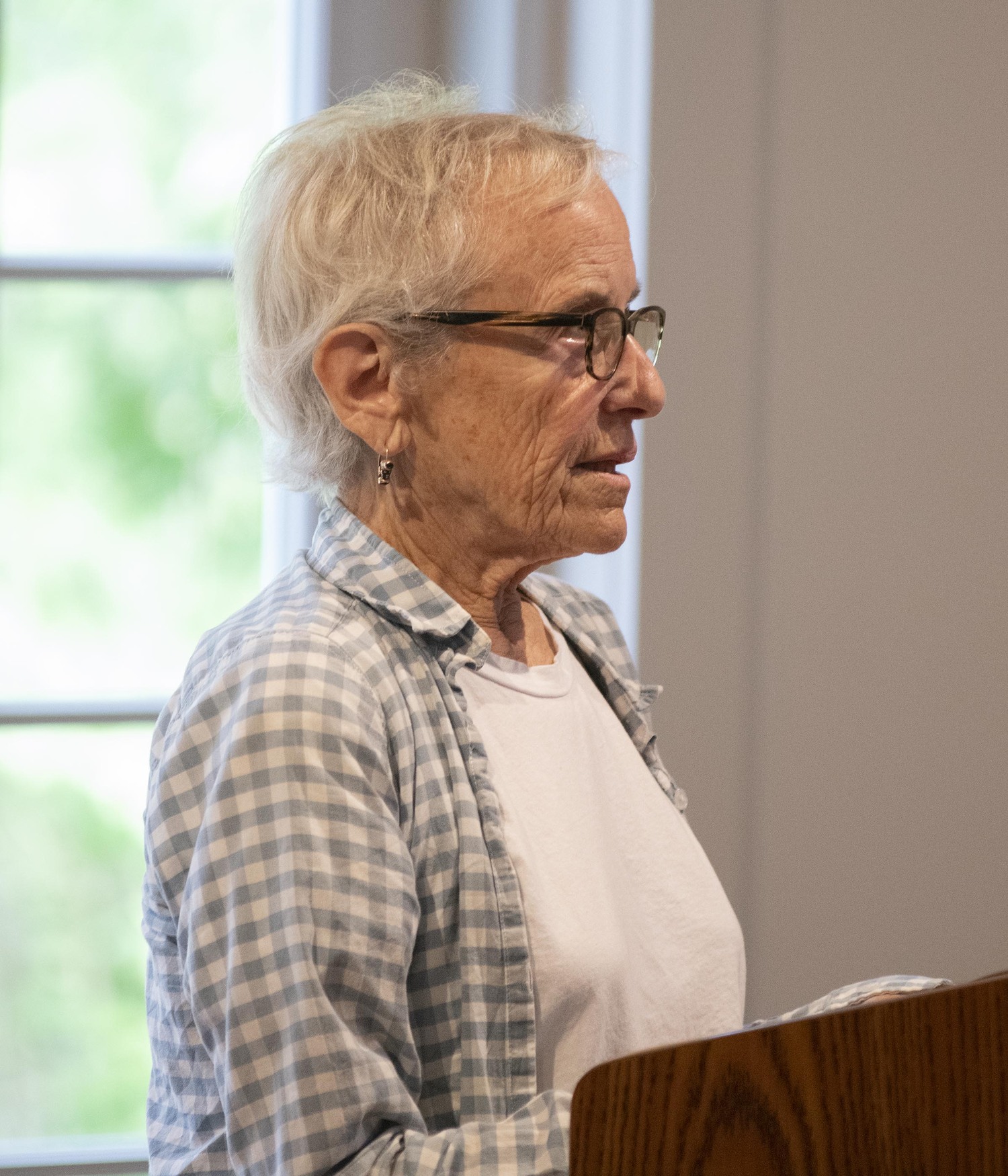 Sagaponack Village resident Amy Sullivan shared concerns about the traffic congestion and parking problems near the Sagaponack General Store at the village board meeting last week. DOUG KUNTZ