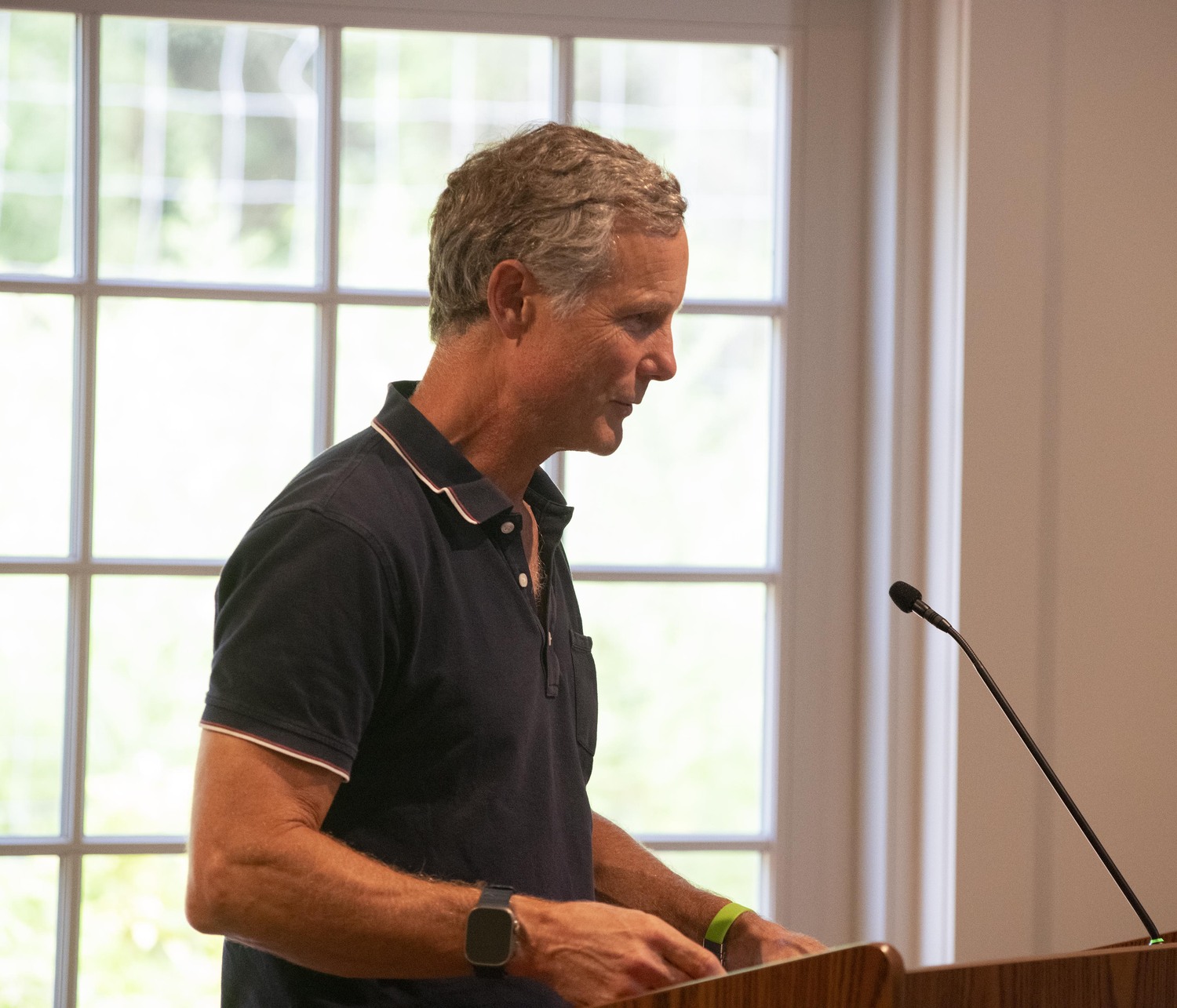 Joseph Louchheim, who lives near the Sagaponack General Store, shared his thoughts at the meeting. DOUG KUNTZ