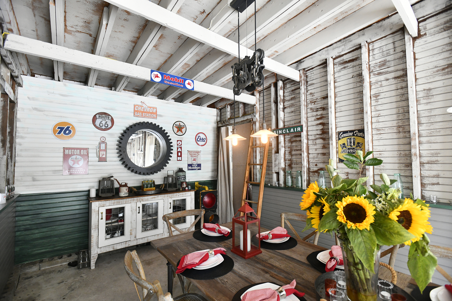 The former service station that sits on the property has been transformed into an outdoor dining area.   DANA SHAW