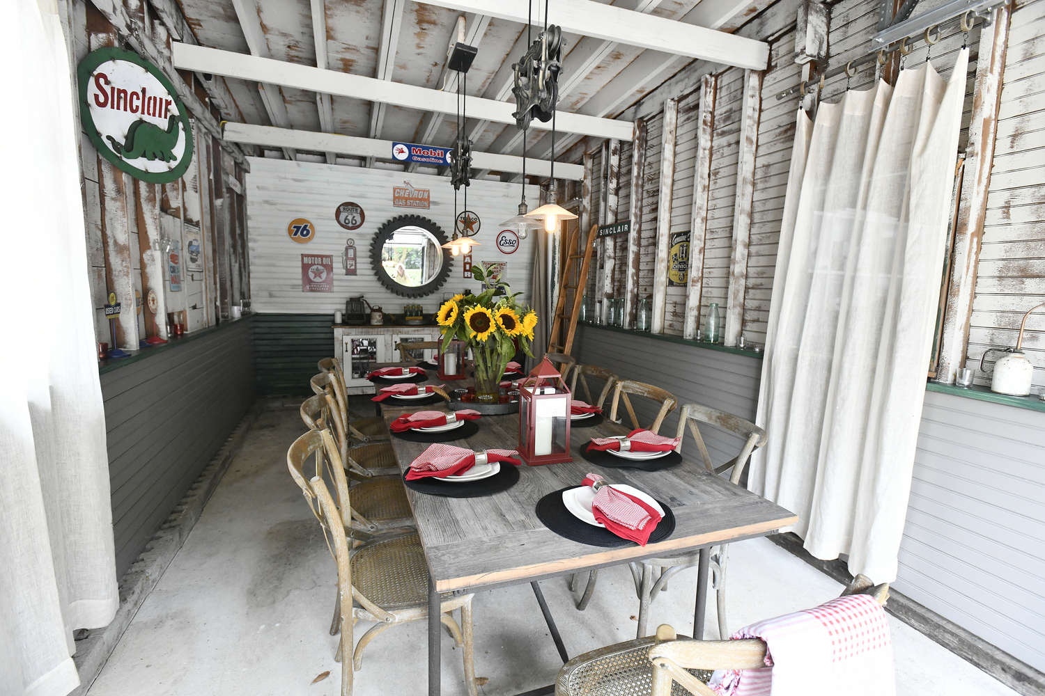 The former service station that sits on the property has been transformed into an outdoor dining area.   DANA SHAW