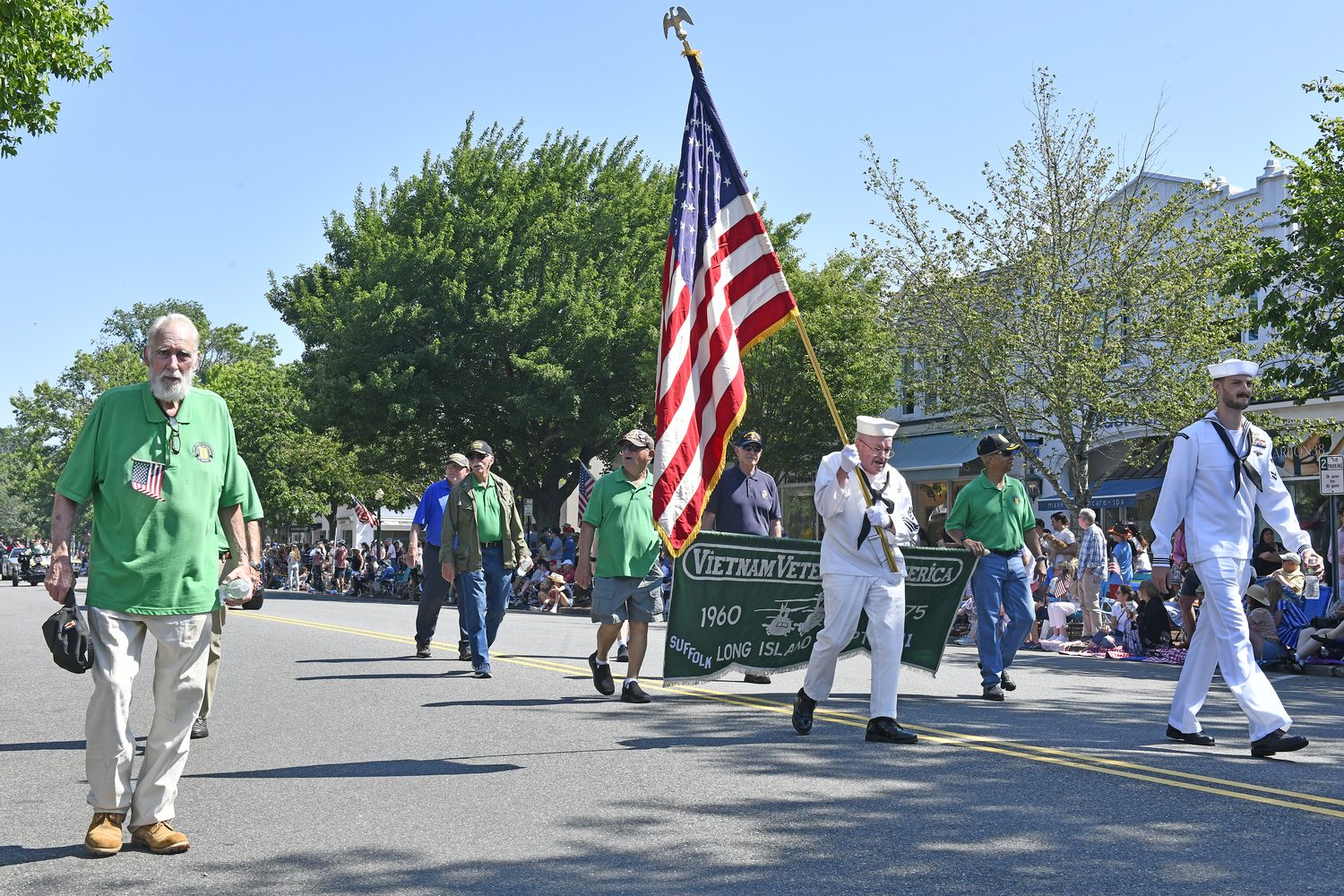 Vietnam Veterans march in the July 4 parade in Southampton.