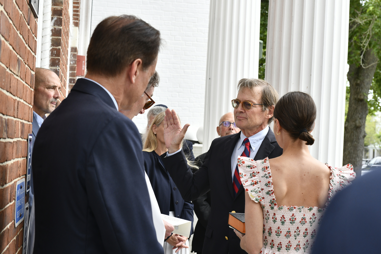 Southampton Village Trustee Roy Stevenson is sworn in on Monday.  DANA SHAW