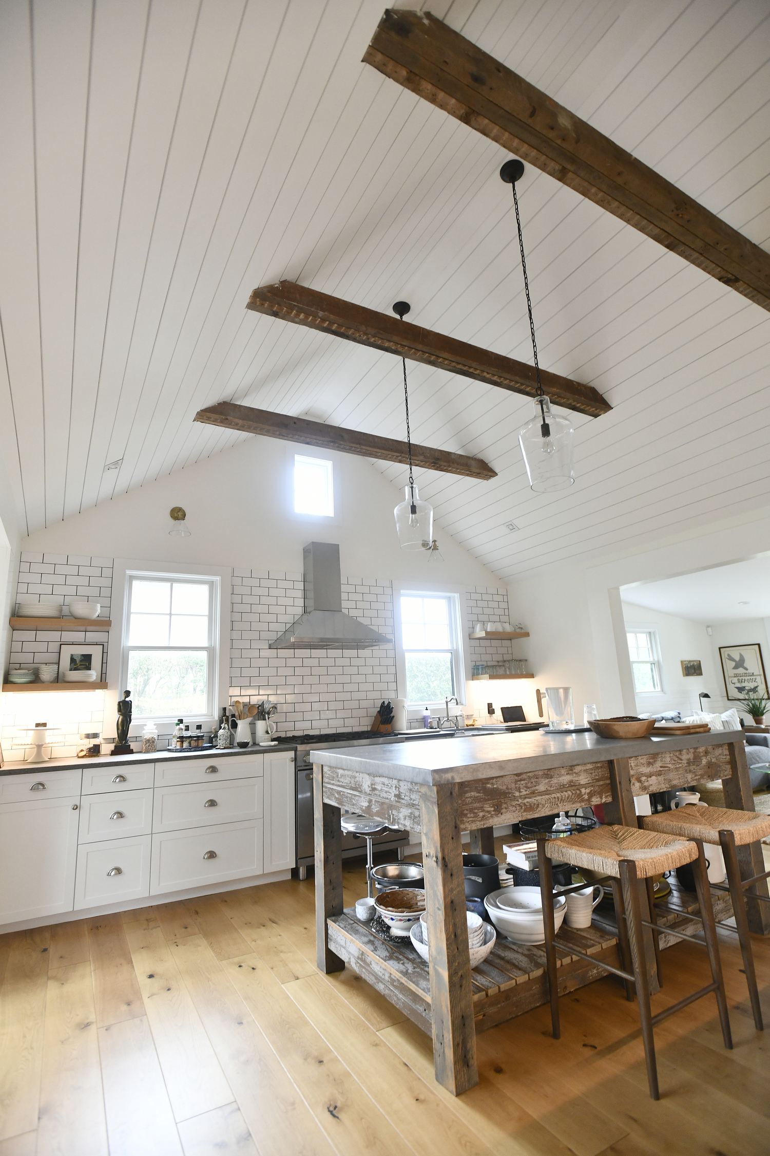The kitchen features a vaulted ceiling.  DANA SHAW