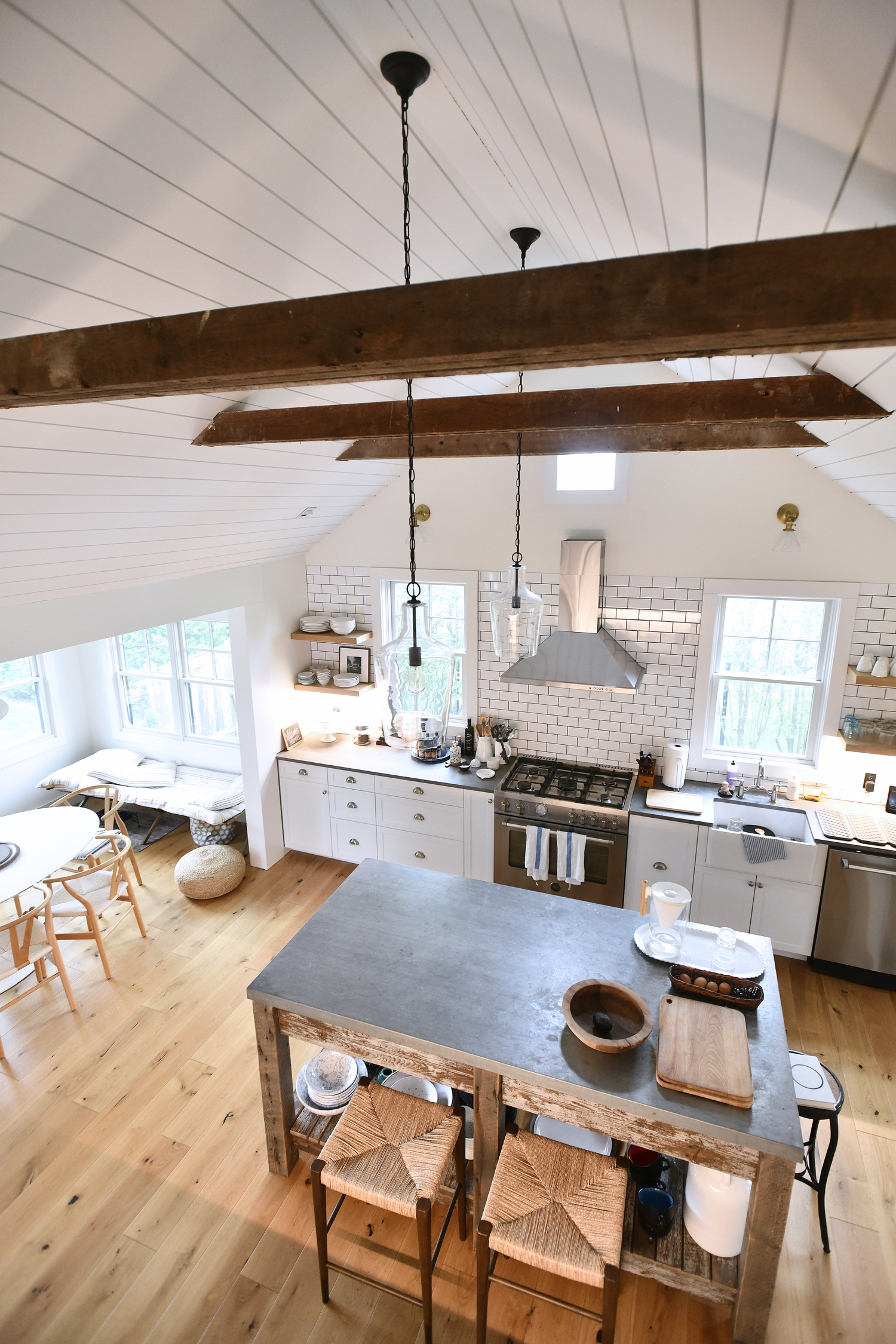 A view of the kitchen from the window on the second floor landing.  DANA SHAW
